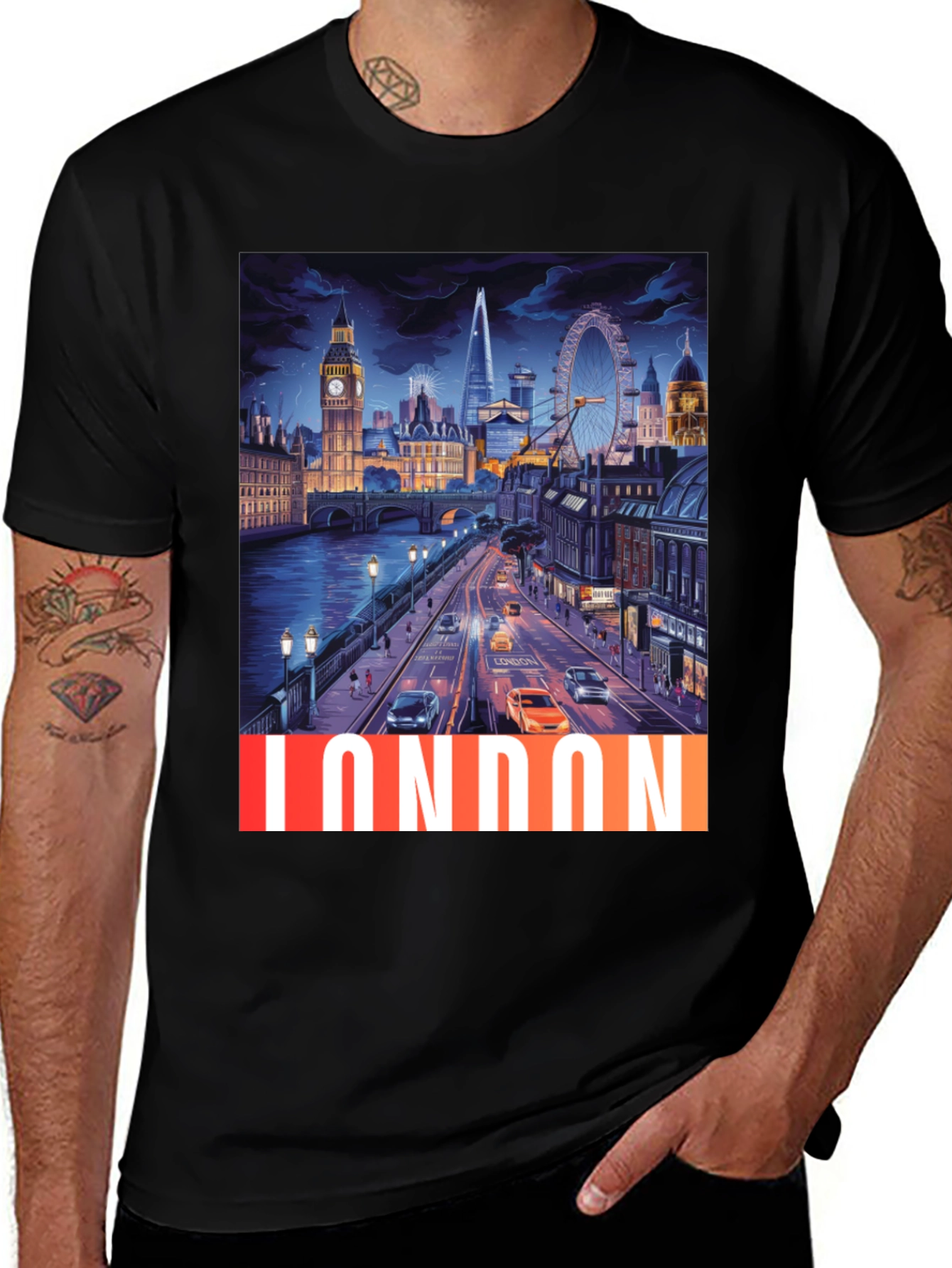 London Cityscape Graphic Tee - Black