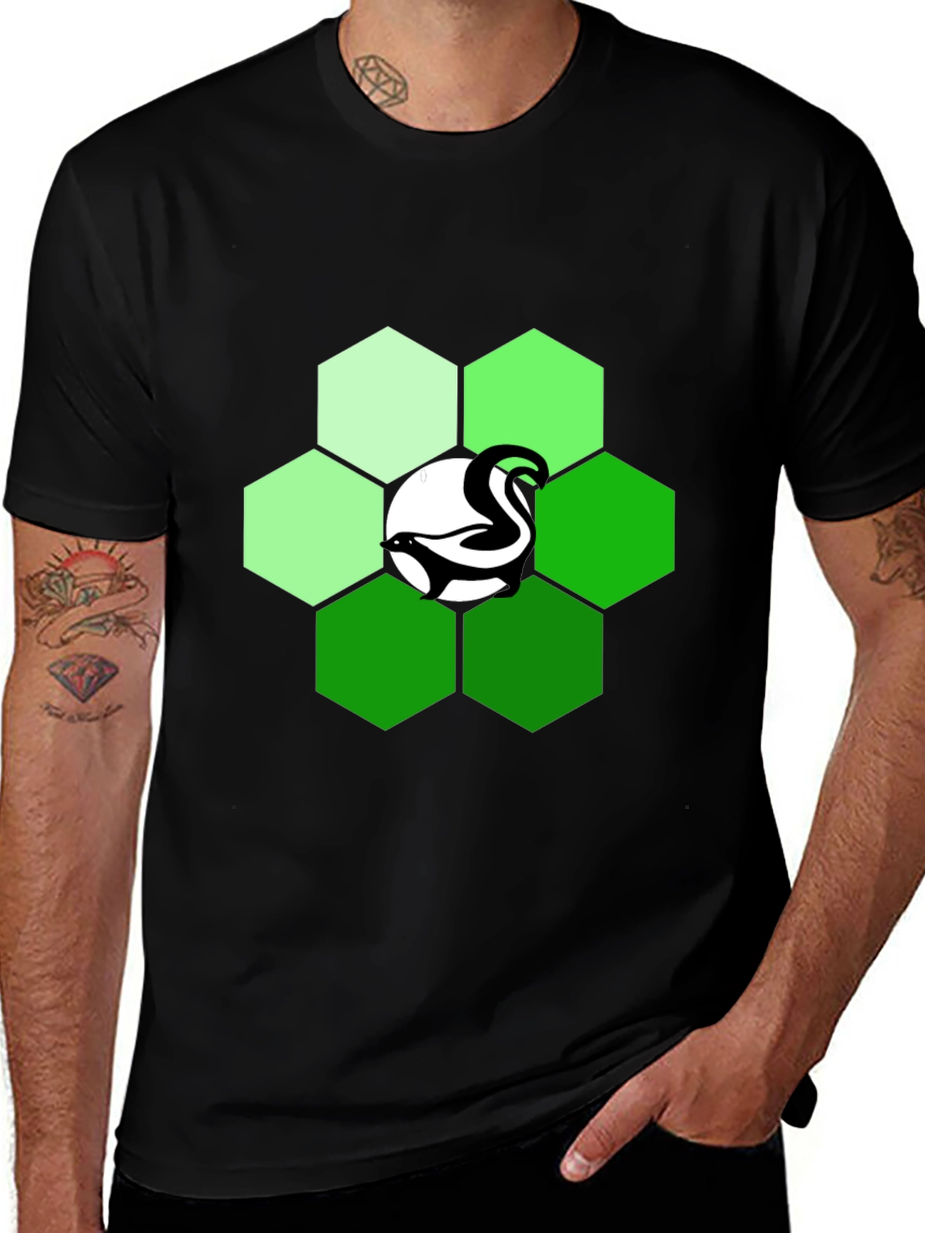Variant 25 of Skunk Hexagon Graphic Print T-Shirt