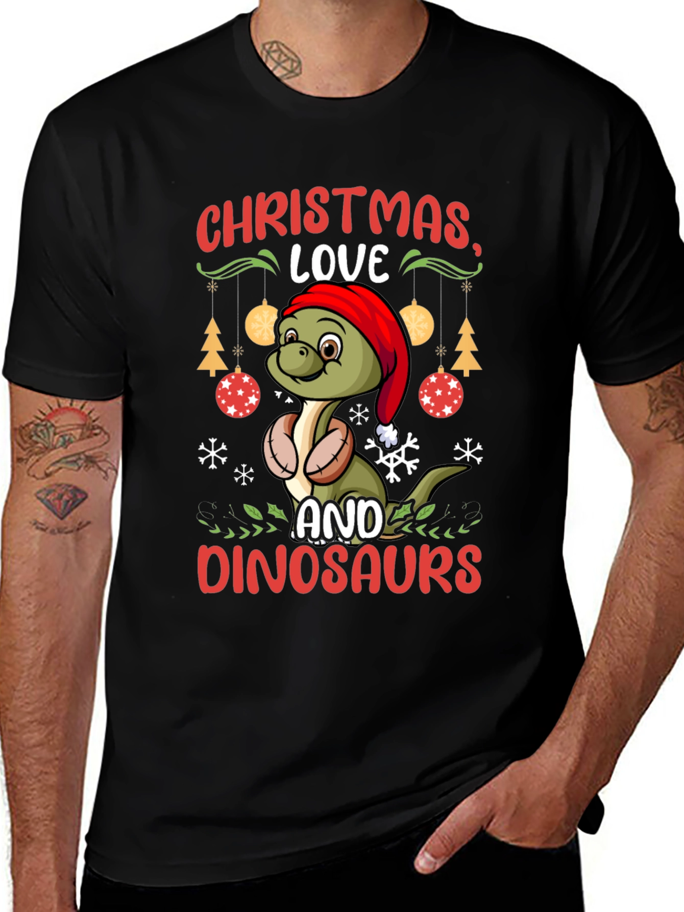 Christmas Dinosaur Tee - Holiday Dino Love