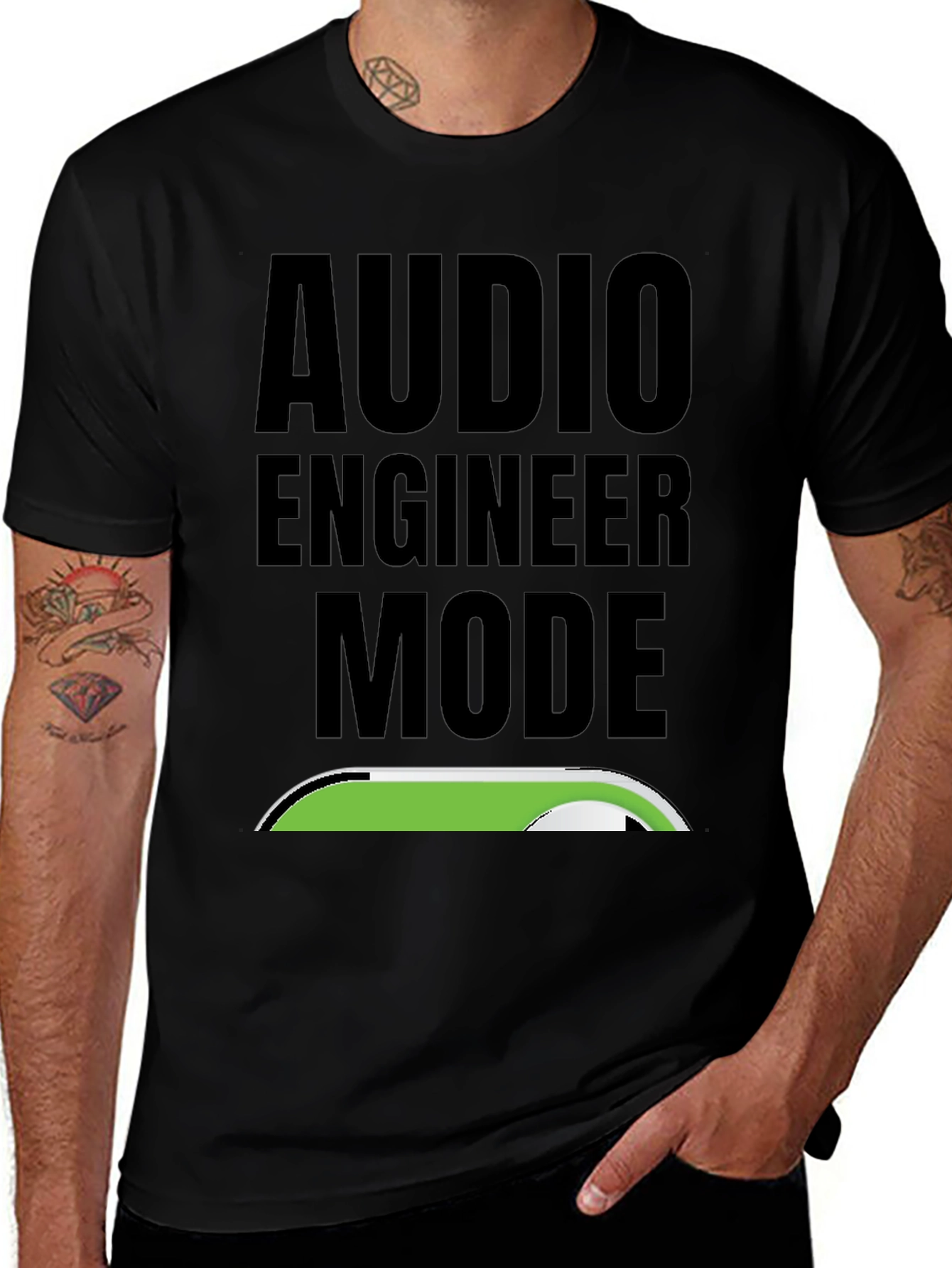 Variant 18 of Audio Engineer Mode On T-Shirt - Black Graphic Tee