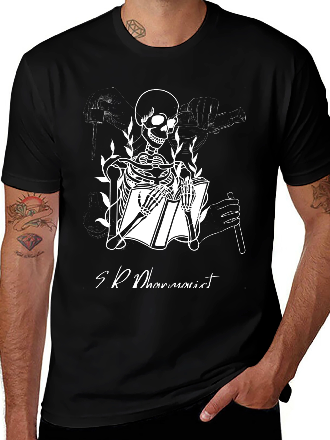 Variant 19 of Skeleton Pharmacist Black T-Shirt