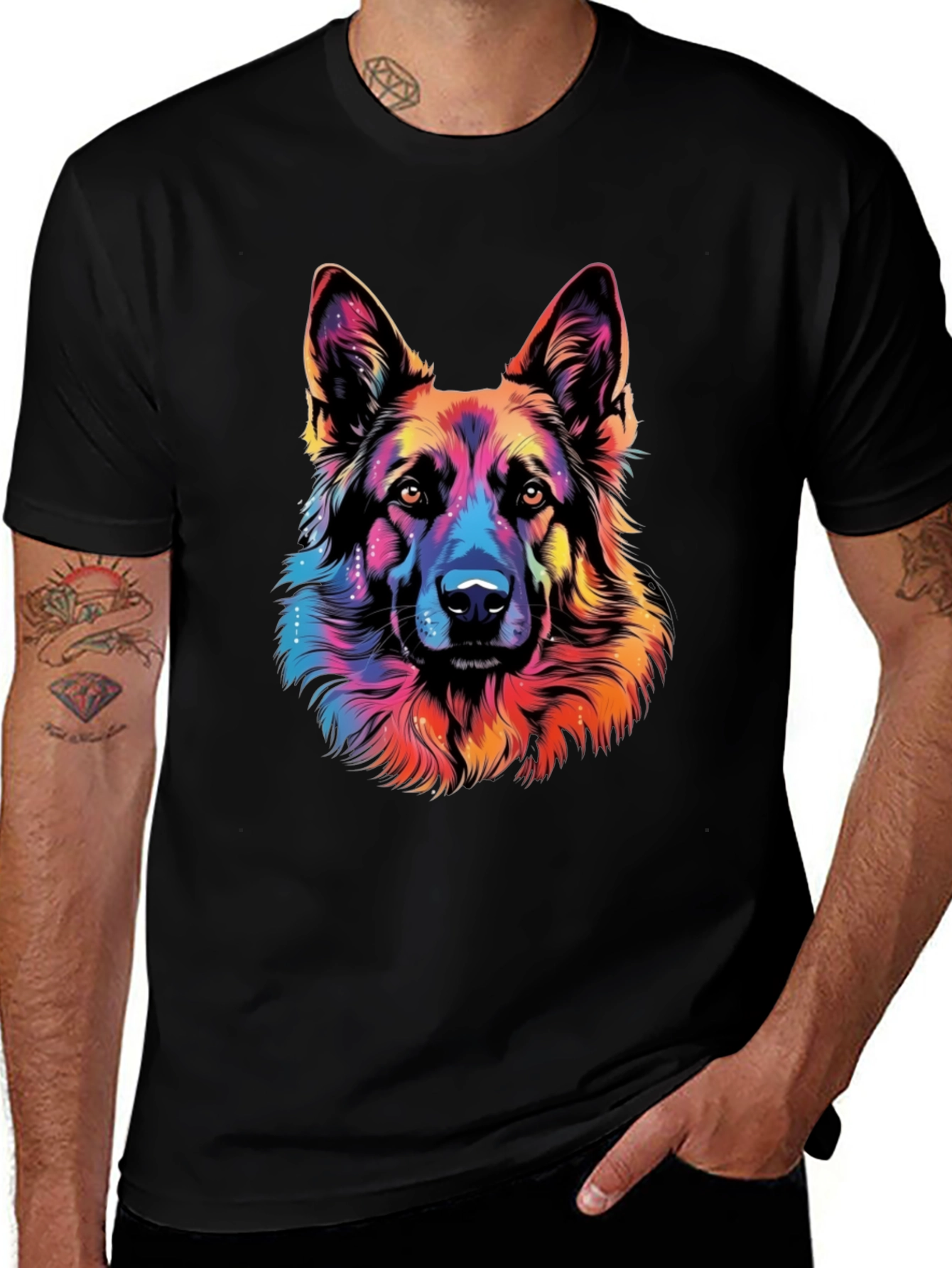 Variant 10 of Colorful German Shepherd Graphic Tee