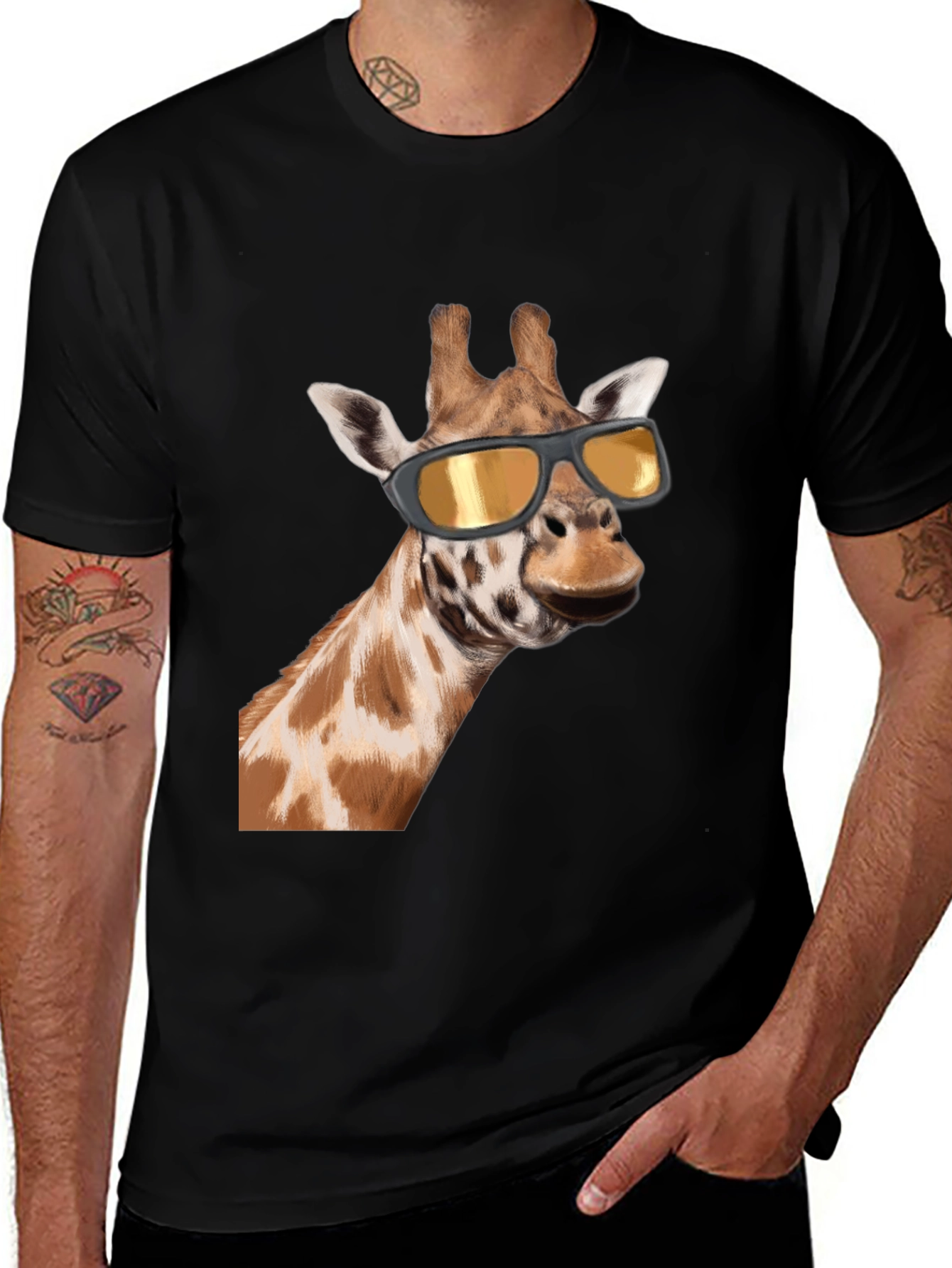 Variant 22 of Cool Giraffe Graphic Tee - Black
