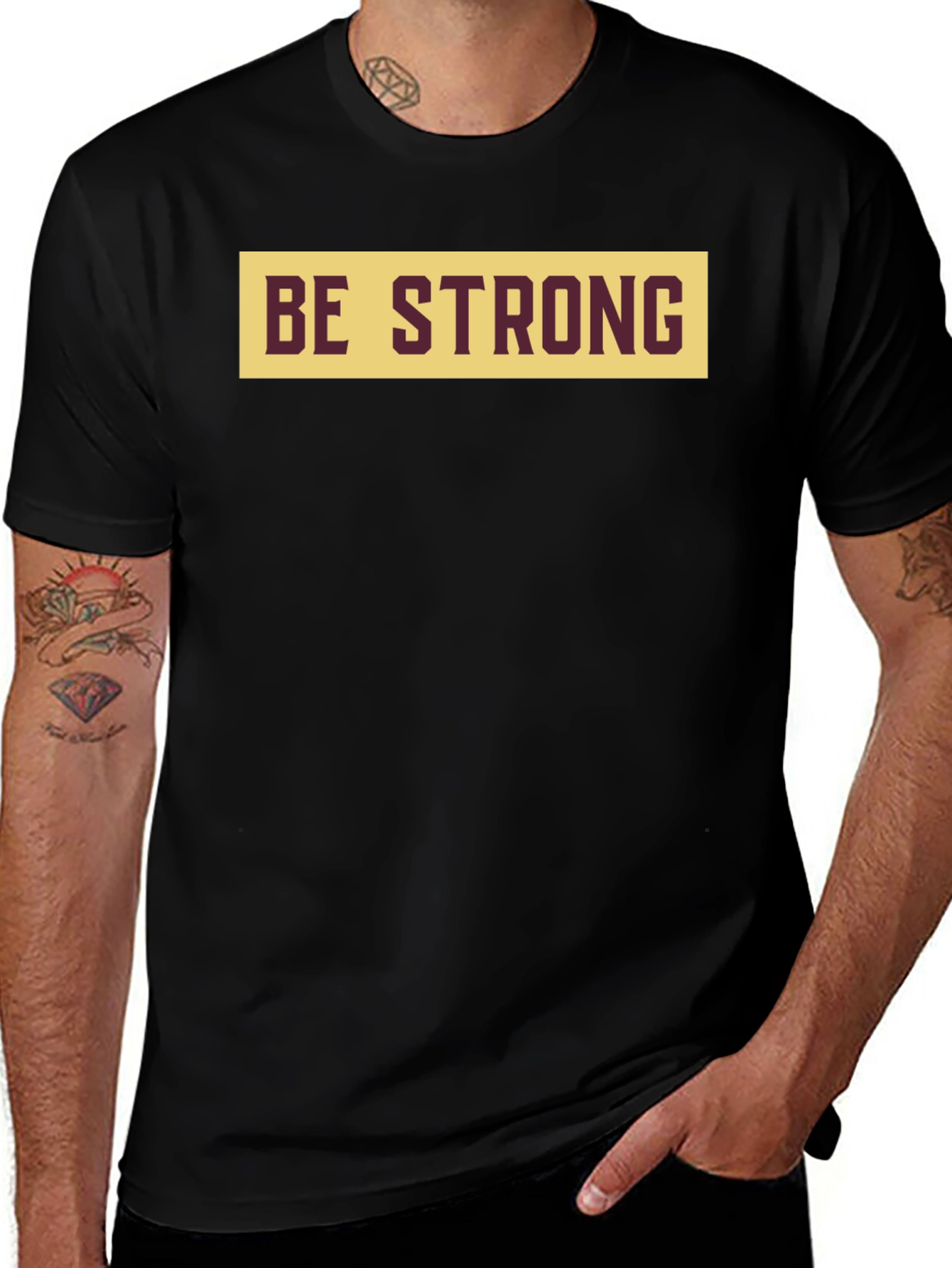 Variant 8 of Be Strong Graphic Tee - Men's Black T-Shirt