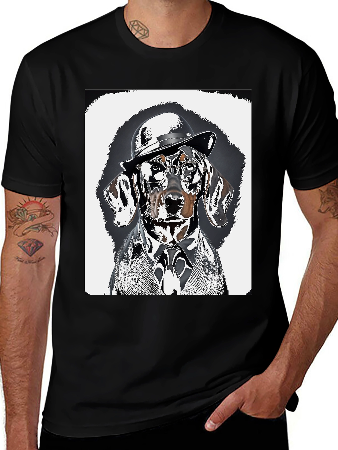Variant 24 of Dog in Suit T-Shirt - Novelty Graphic Tee