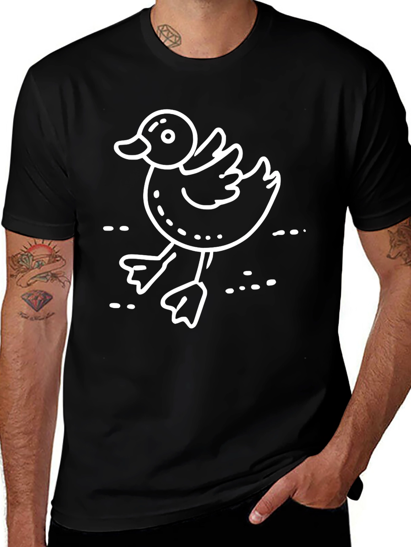 Variant 23 of Cute Duck Graphic Tee - Black Cotton Shirt