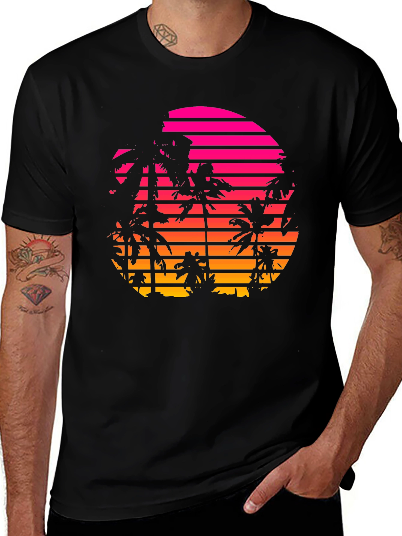 Variant 26 of Retro Sunset Palm Tree Graphic T-Shirt