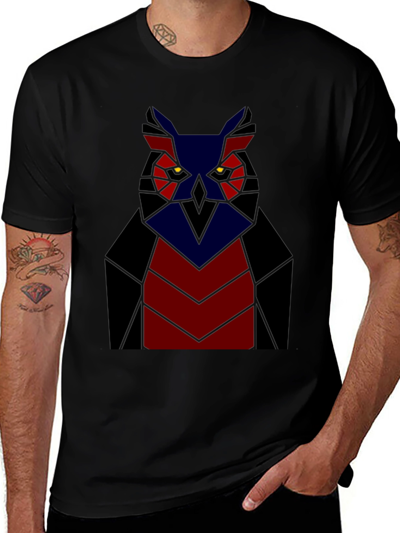 Variant 27 of Geometric Owl Graphic Tee - Black
