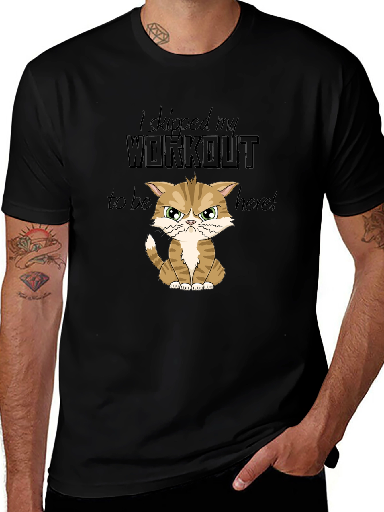 Variant 6 of Skipped Workout Cat Graphic T-Shirt