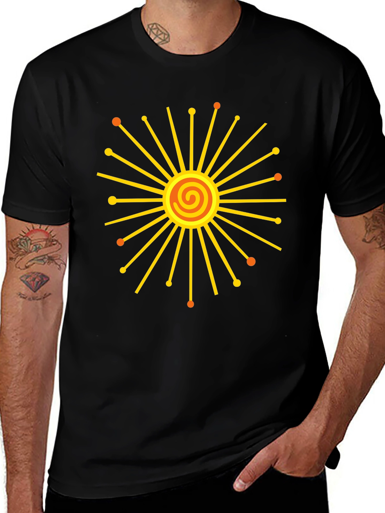 Variant 7 of Radiant Sunburst Graphic Black T-Shirt