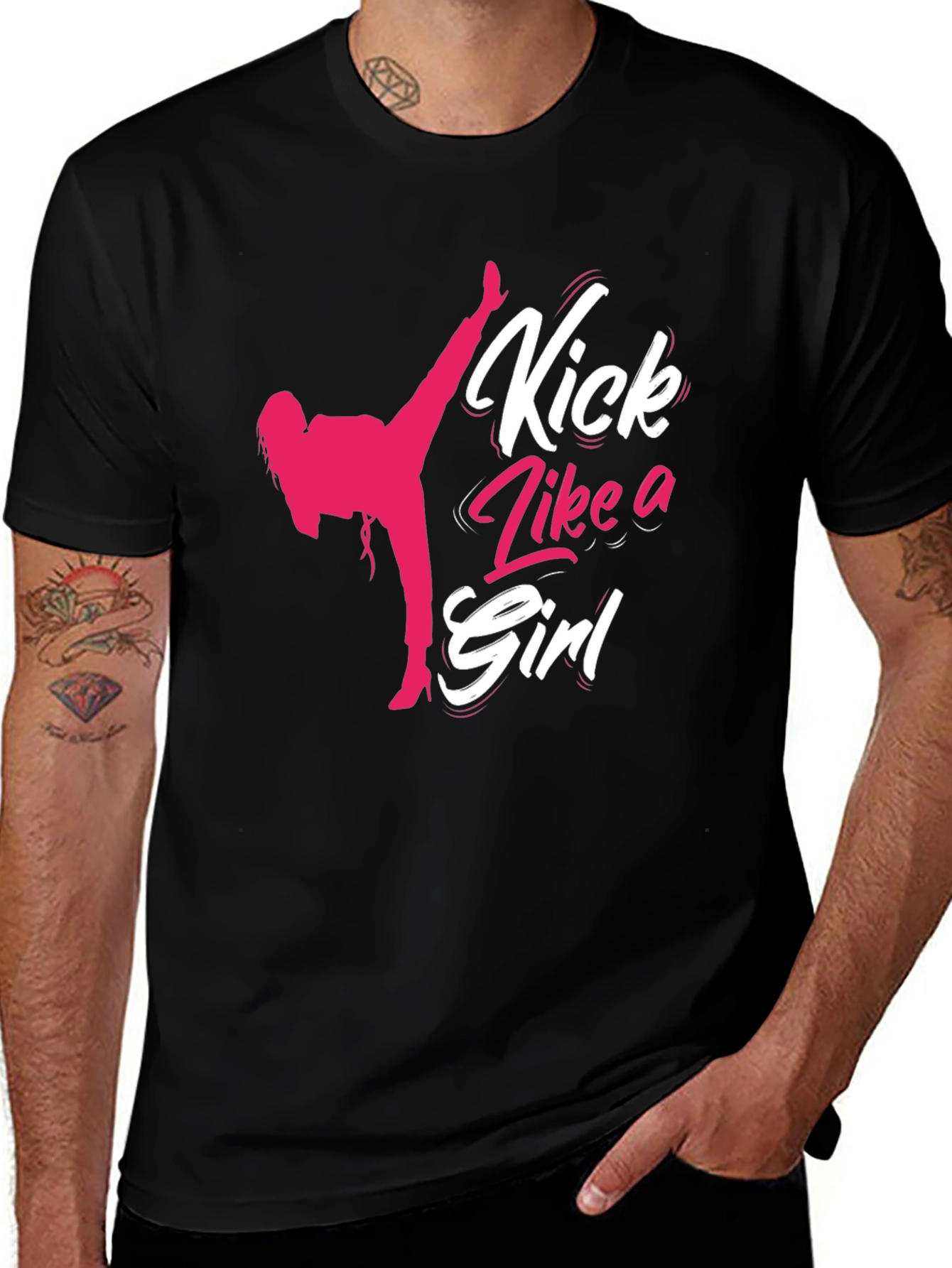 Variant 11 of Kick Like A Girl Black T-Shirt