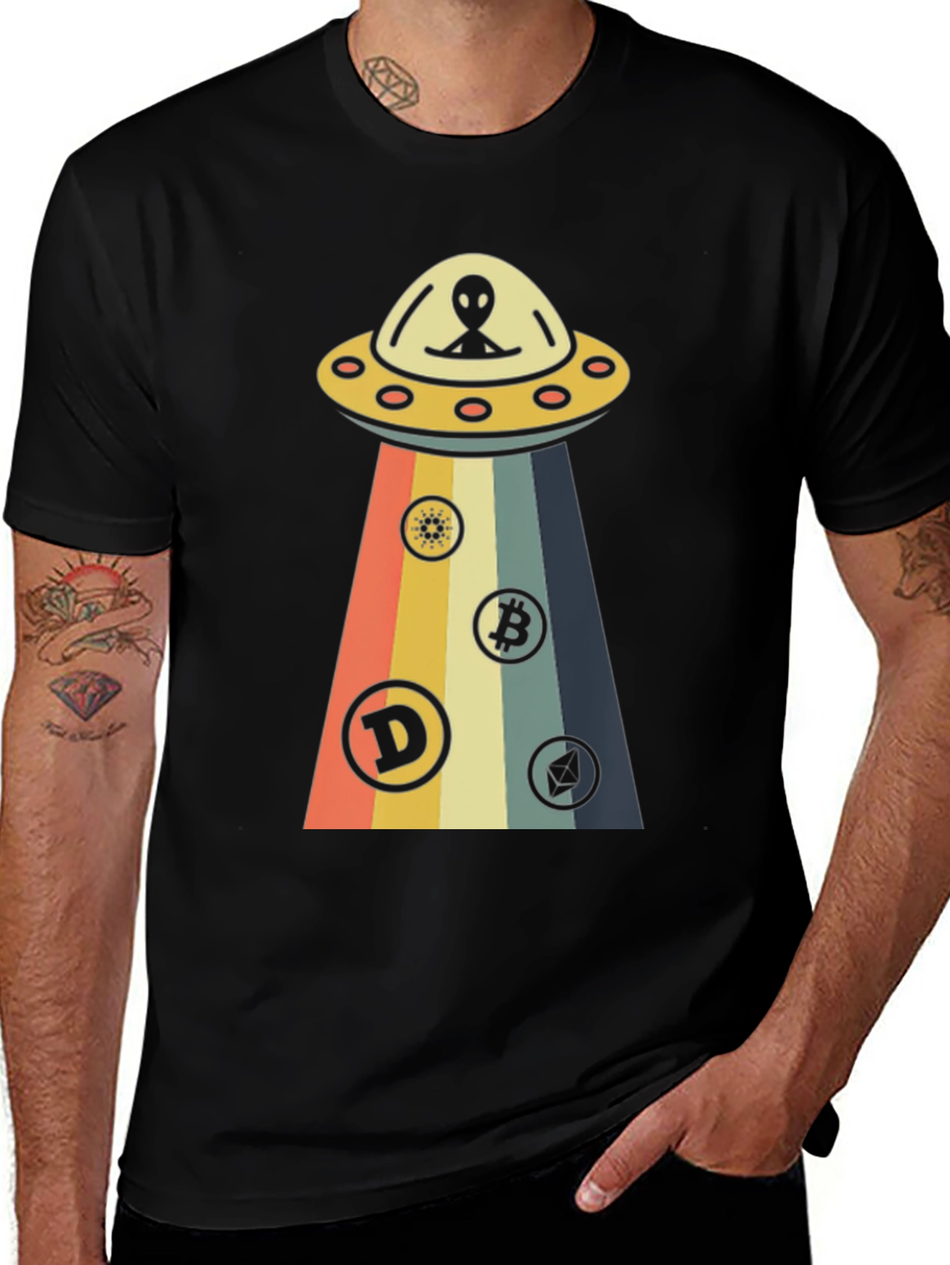 Black Alien UFO Cryptocurrency T-Shirt main image