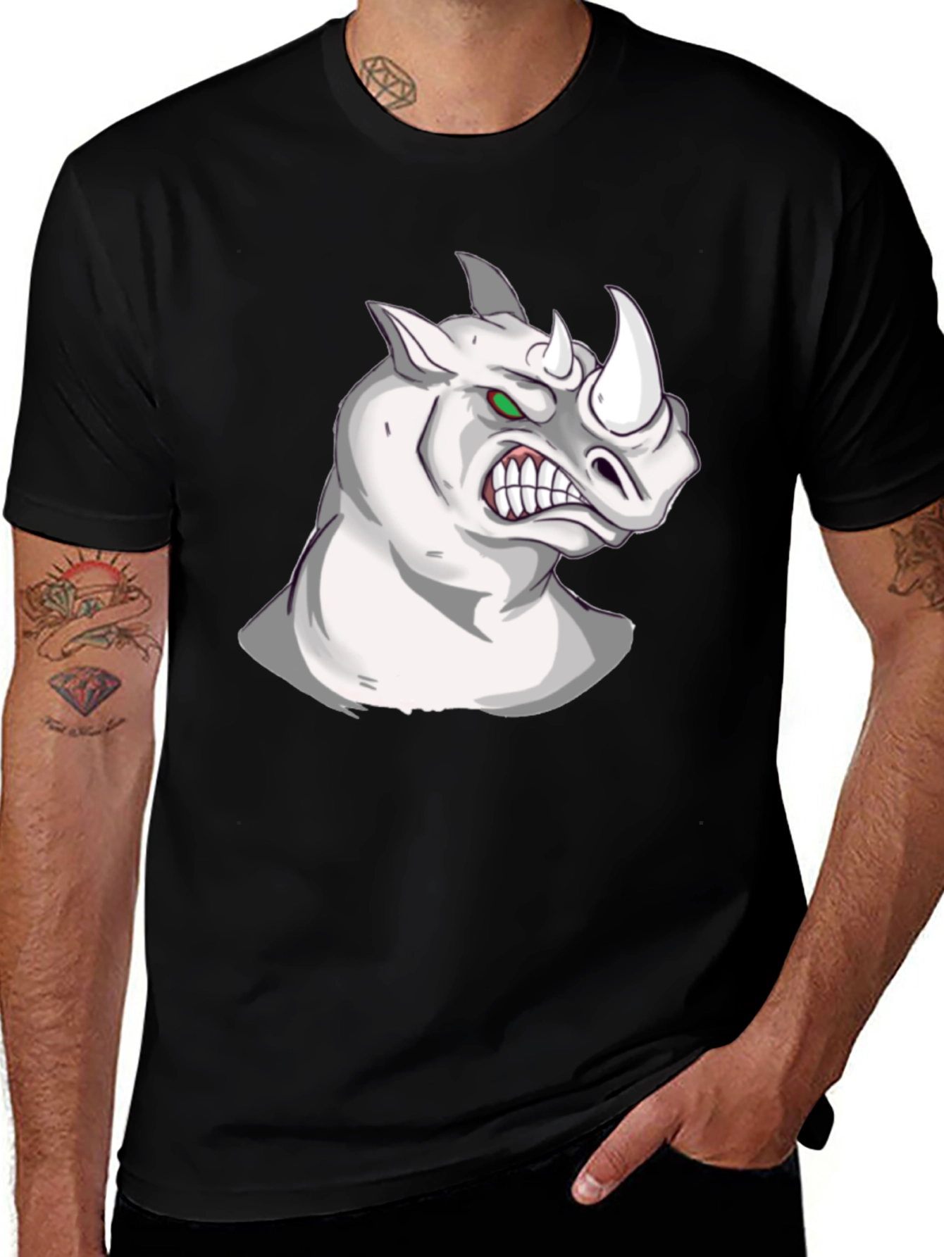 Variant 20 of Rhino Graphic Tee - Fierce Animal Print T-Shirt