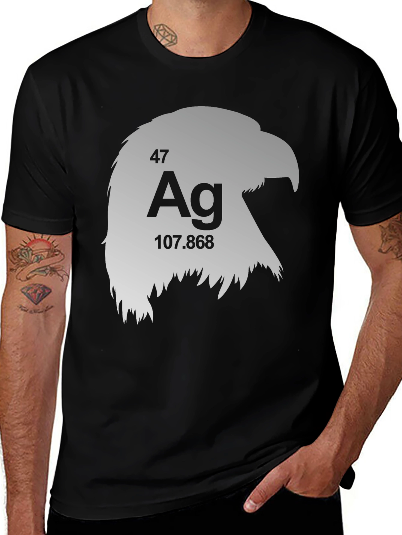 Variant 19 of Silver Eagle Periodic Table Men's Black T-Shirt