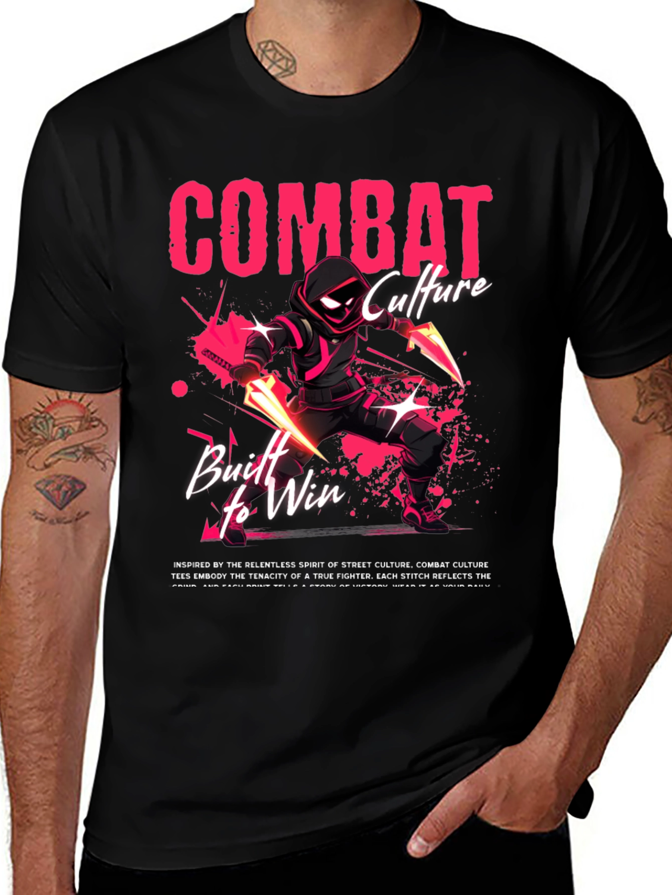 Variant 29 of Combat Culture Black Graphic Tee - Ninja Warrior