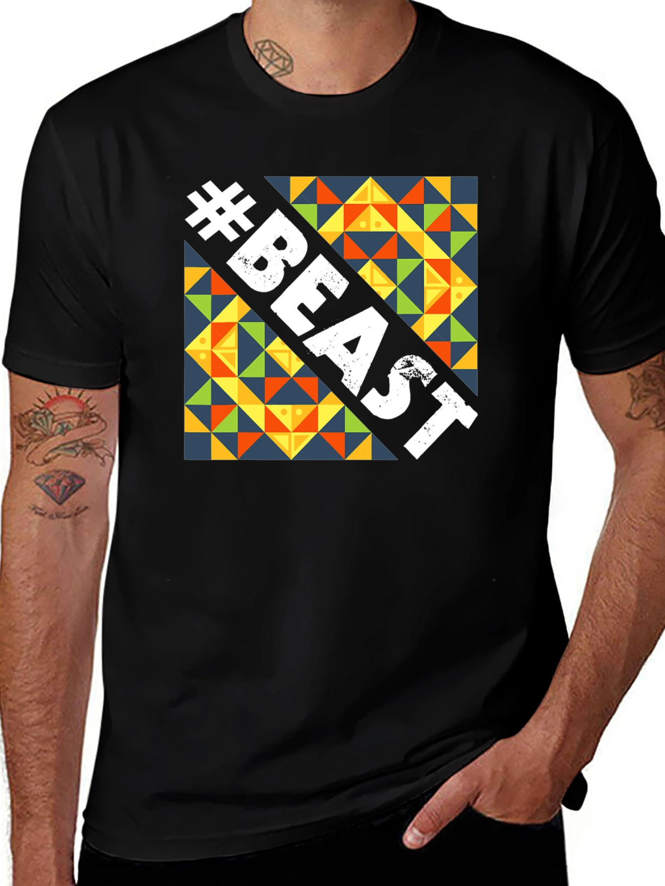 Variant 18 of Beast Graphic Tee - Bold Geometric Design