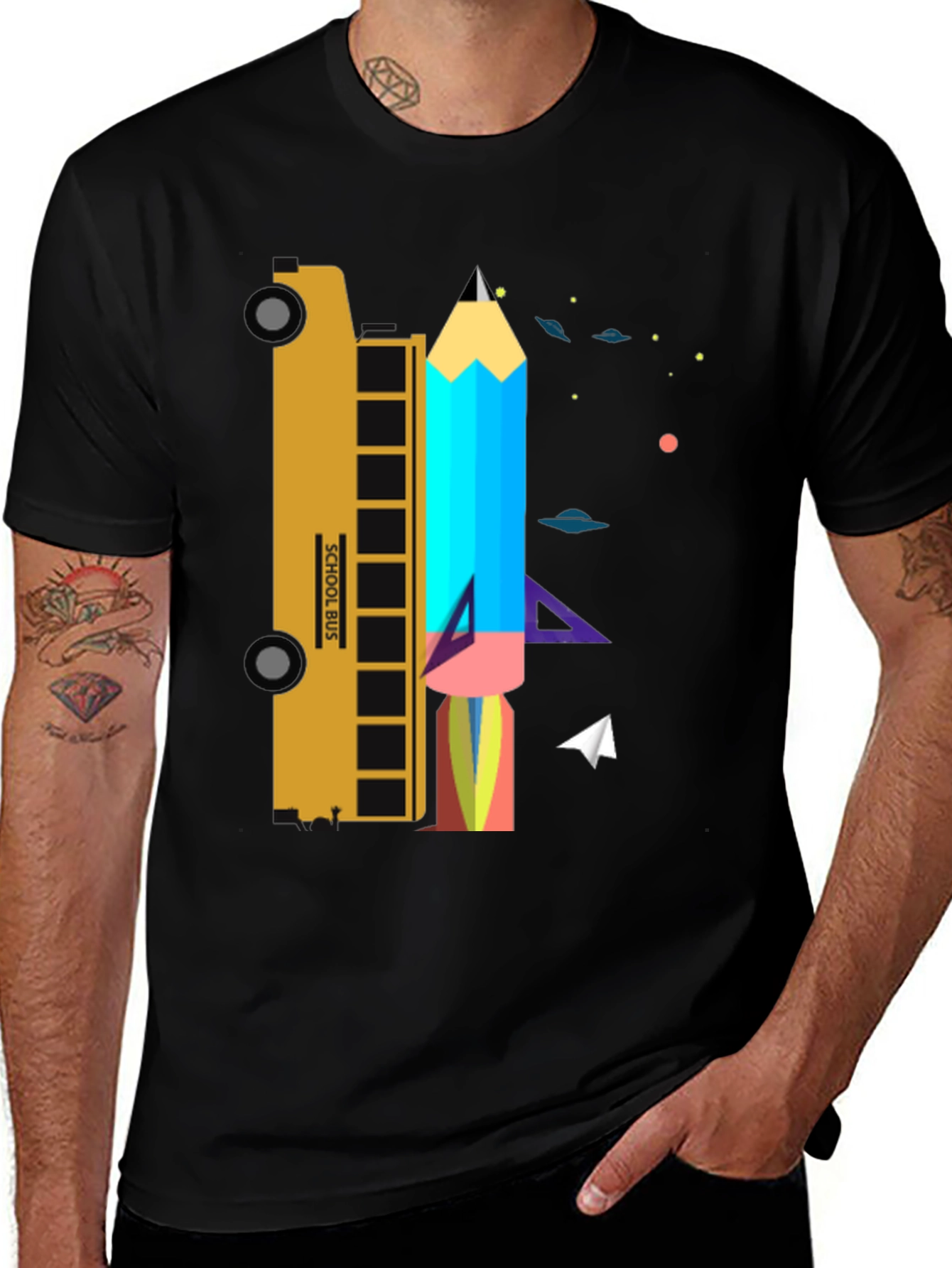 Variant 15 of School Bus & Pencil Rocket Graphic Tee