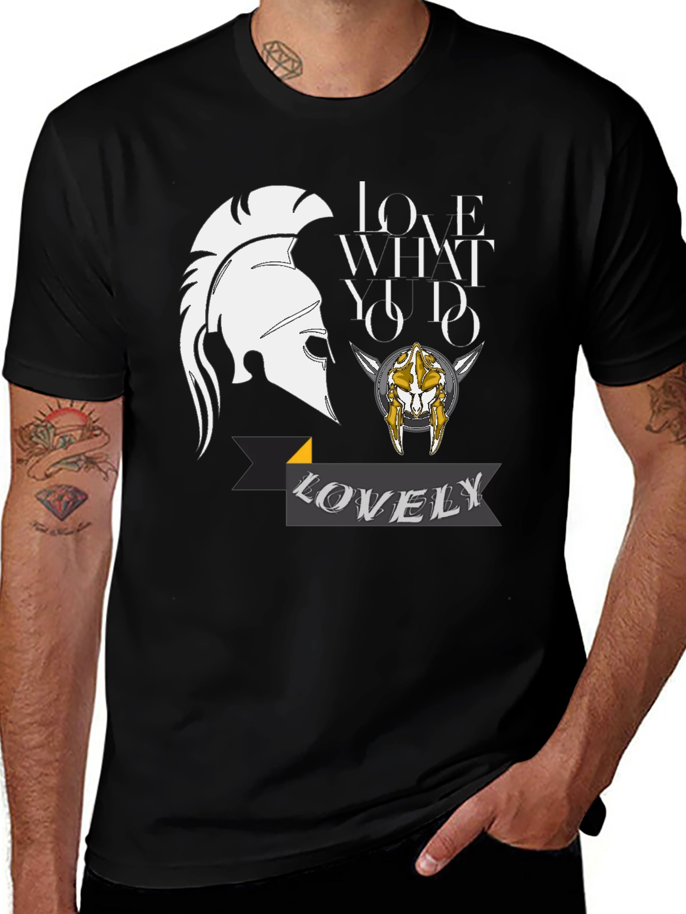 Variant 15 of Spartan Helmet Graphic Print T-Shirt - Love What You Do