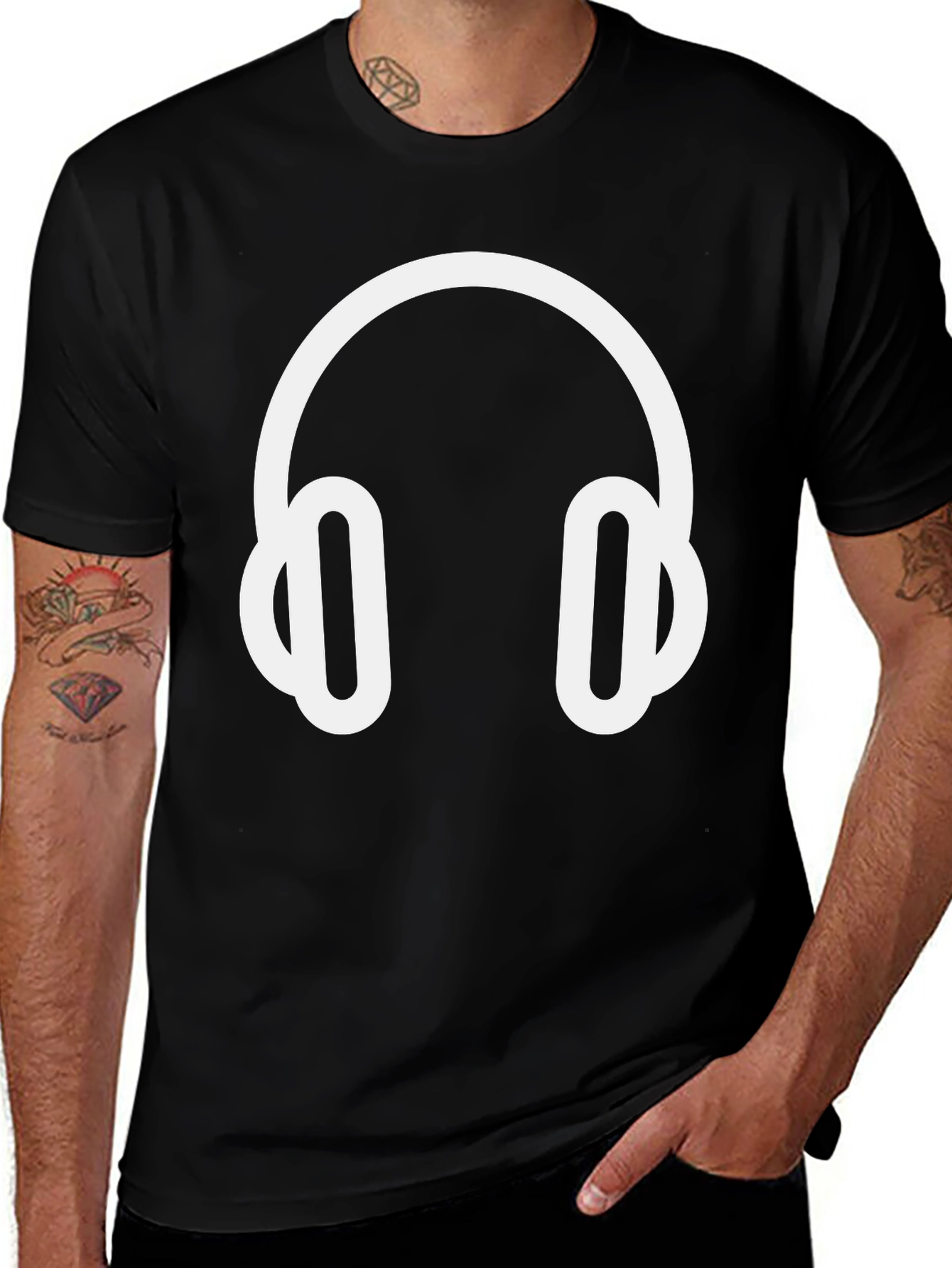 Variant 25 of Headphone Graphic Tee - Black Casual T-Shirt