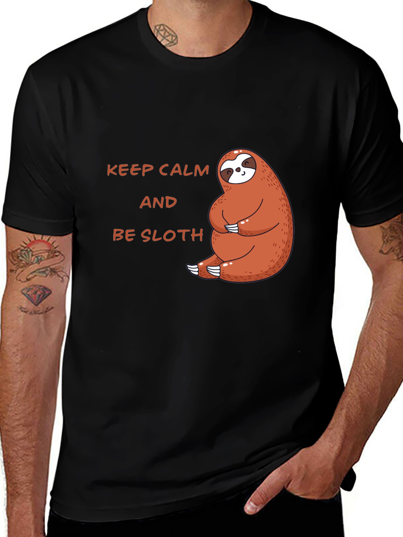 Variant 7 of Keep Calm Be Sloth Black T-Shirt