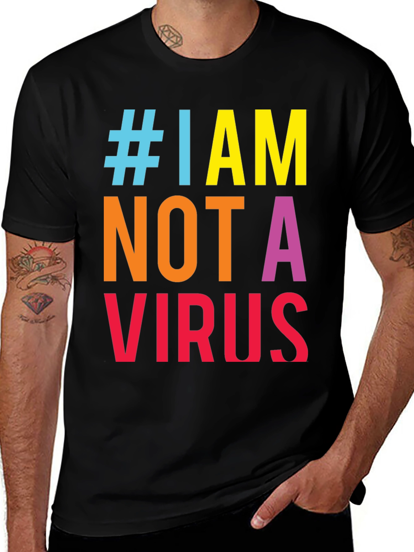 Variant 22 of "#I AM NOT A VIRUS" Graphic Tee - Statement T-Shirt