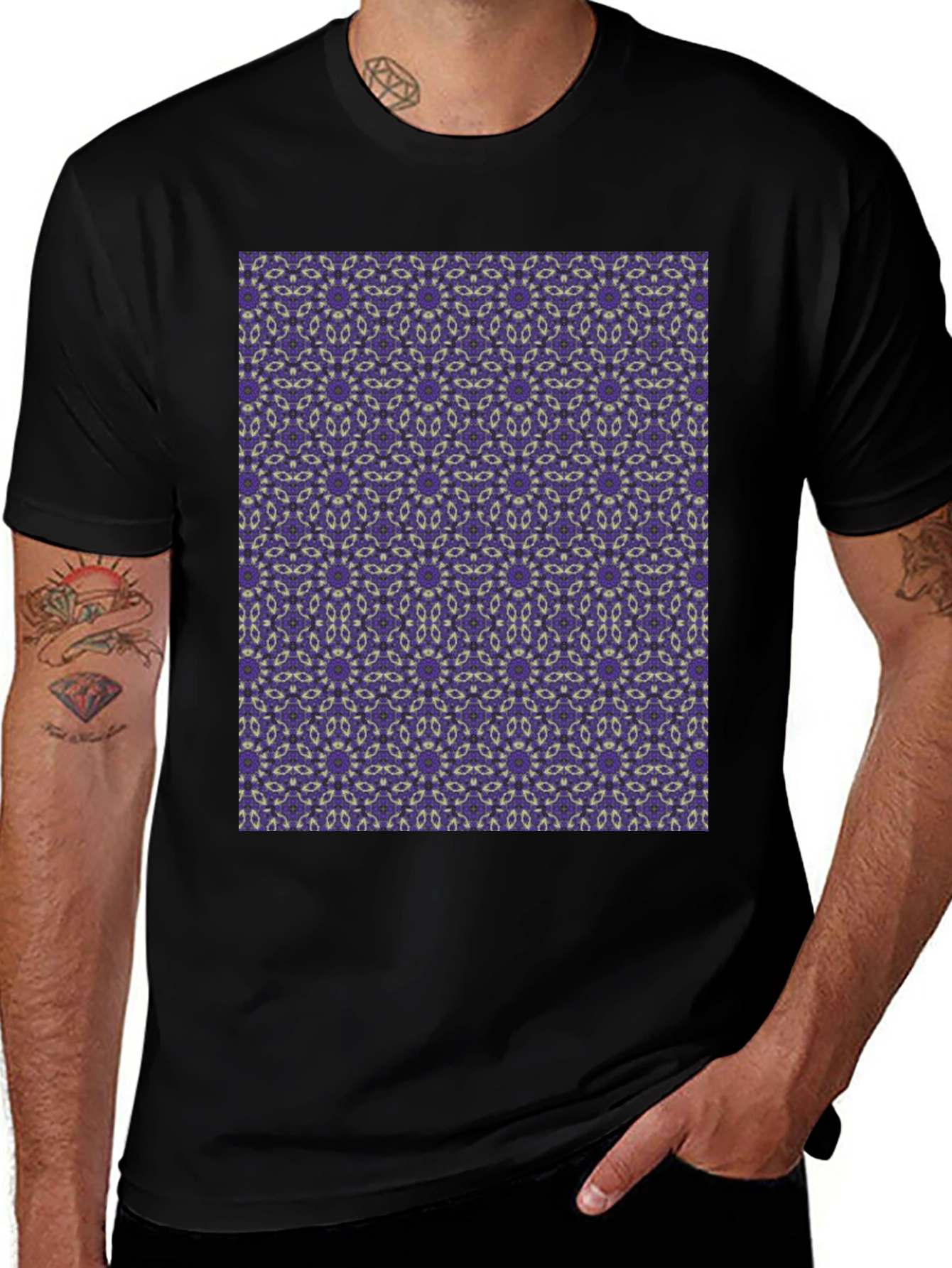 Patterned Black T-Shirt