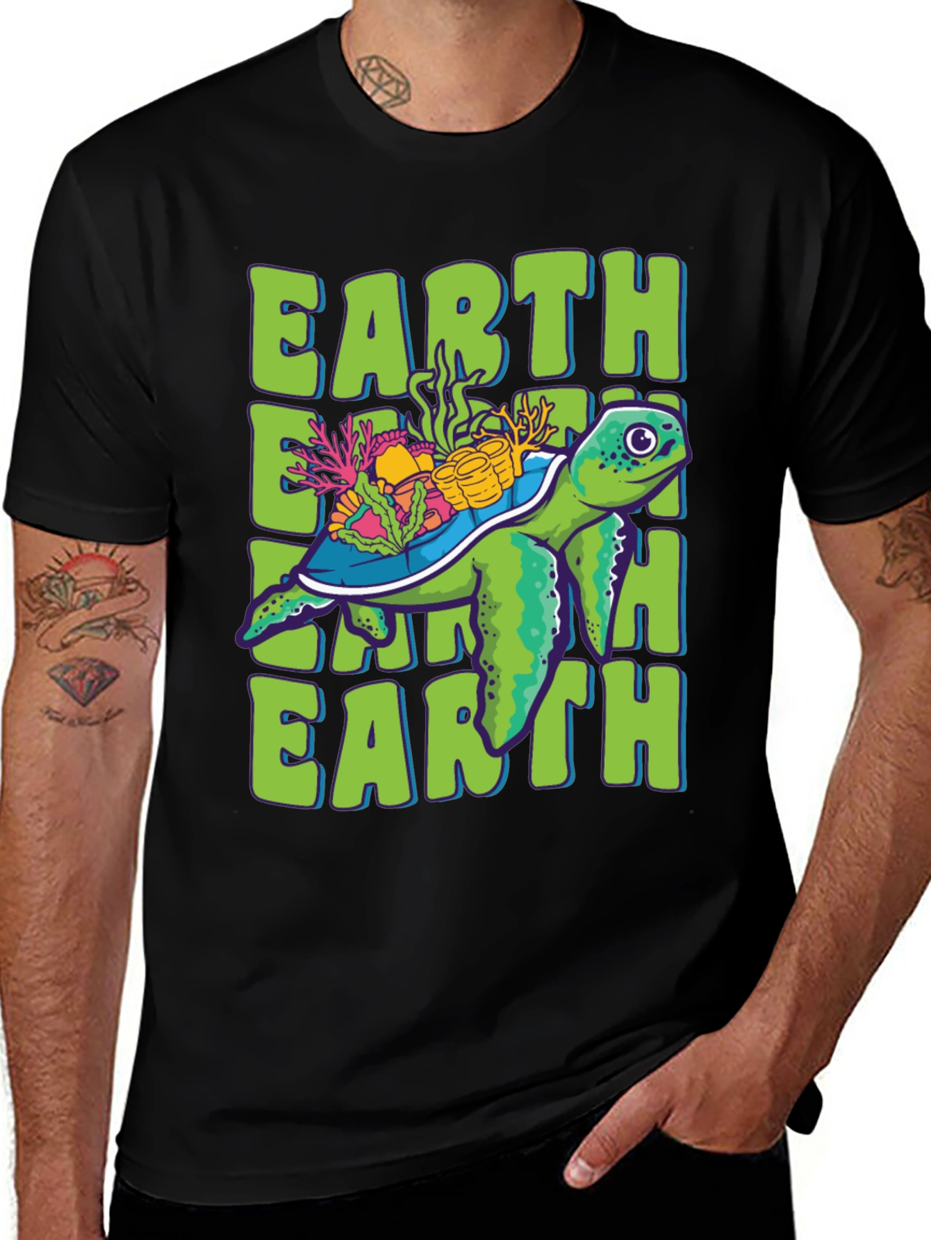 Earth Turtle Graphic Tee - Save the Planet T-Shirt