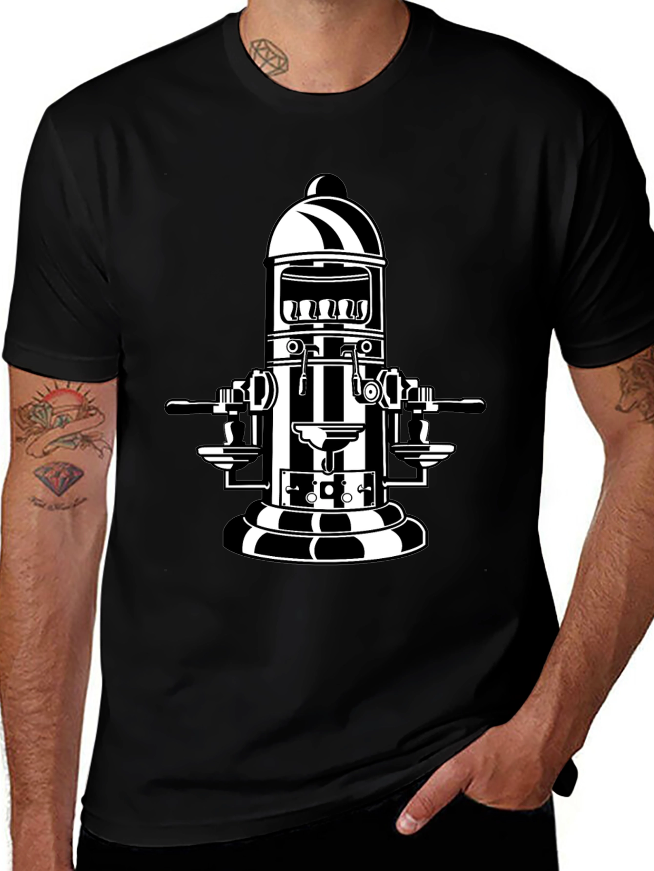 Variant 26 of Retro Coffee Machine T-Shirt - Black