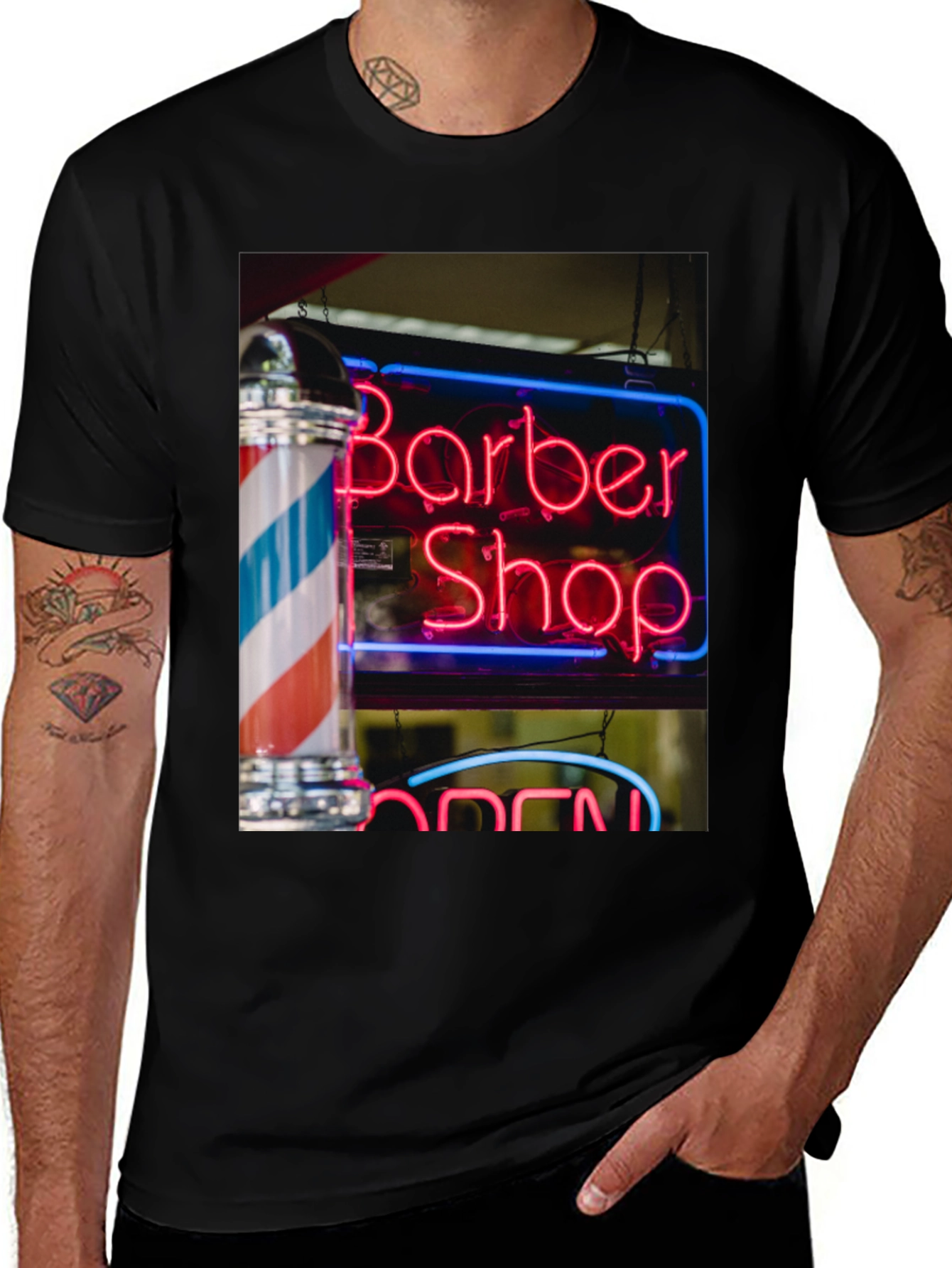 Variant 24 of Barber Shop Neon Sign Graphic T-Shirt