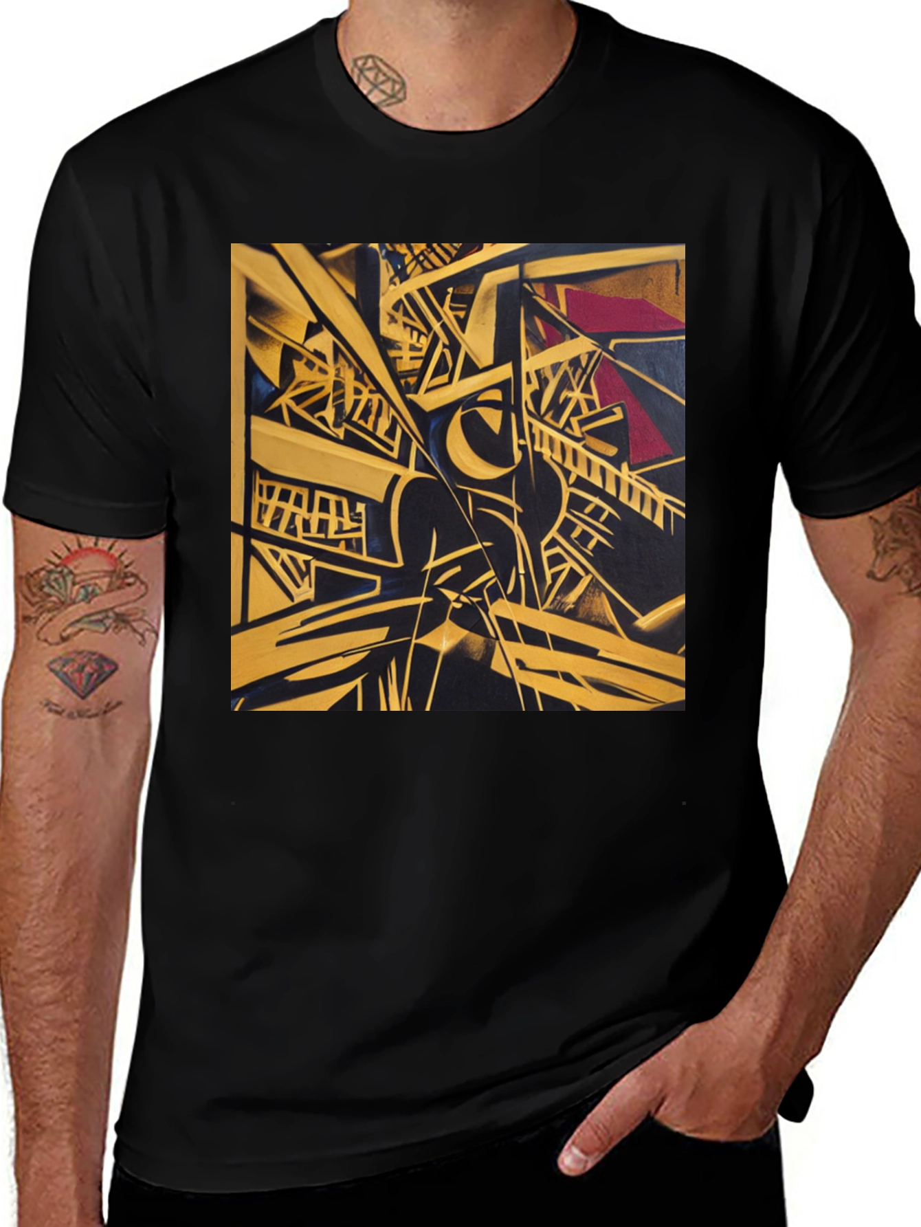 Variant 24 of Abstract Geometric Art Print Black T-Shirt