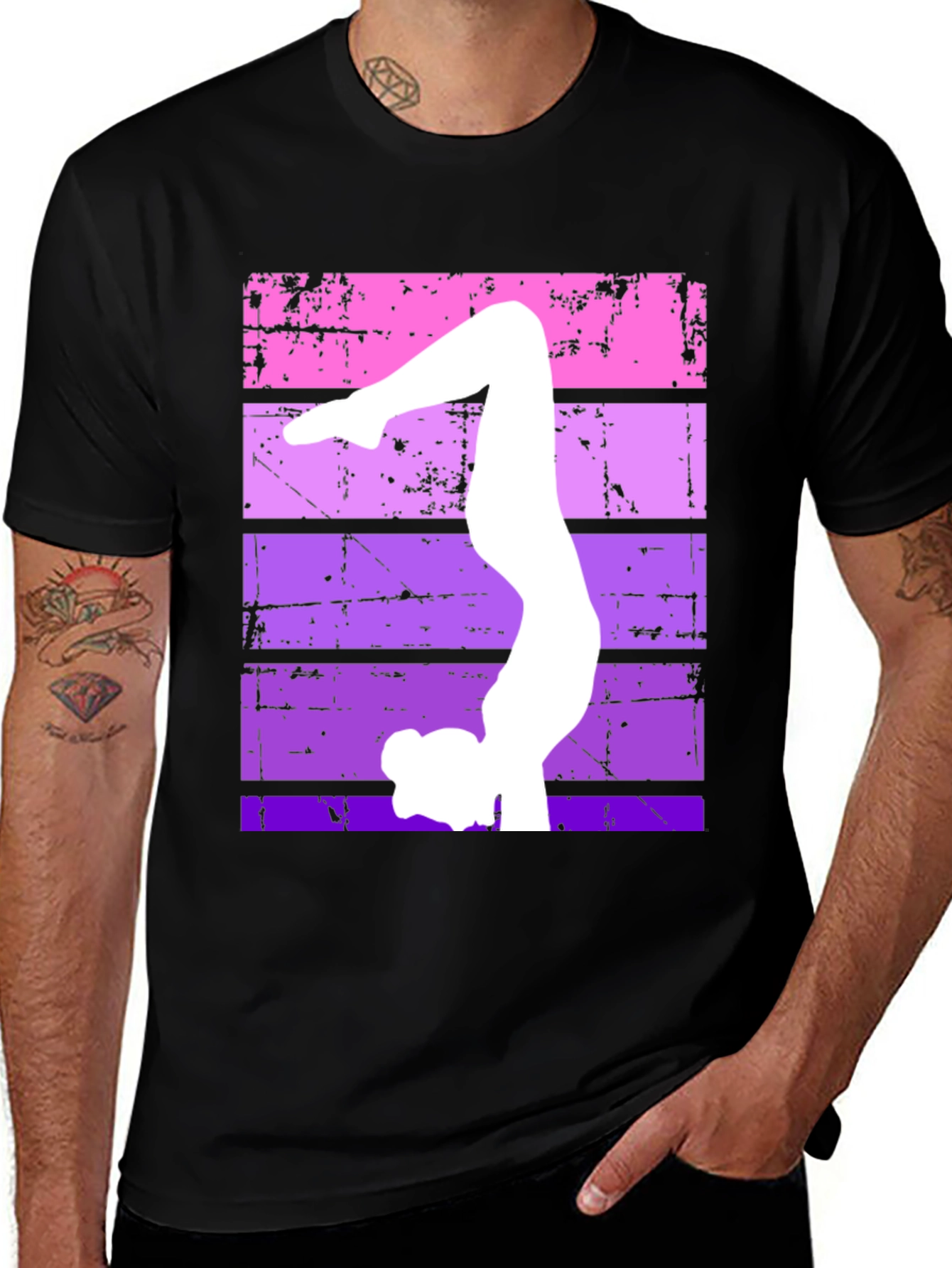Variant 13 of Retro Gymnastics Handstand Black T-Shirt