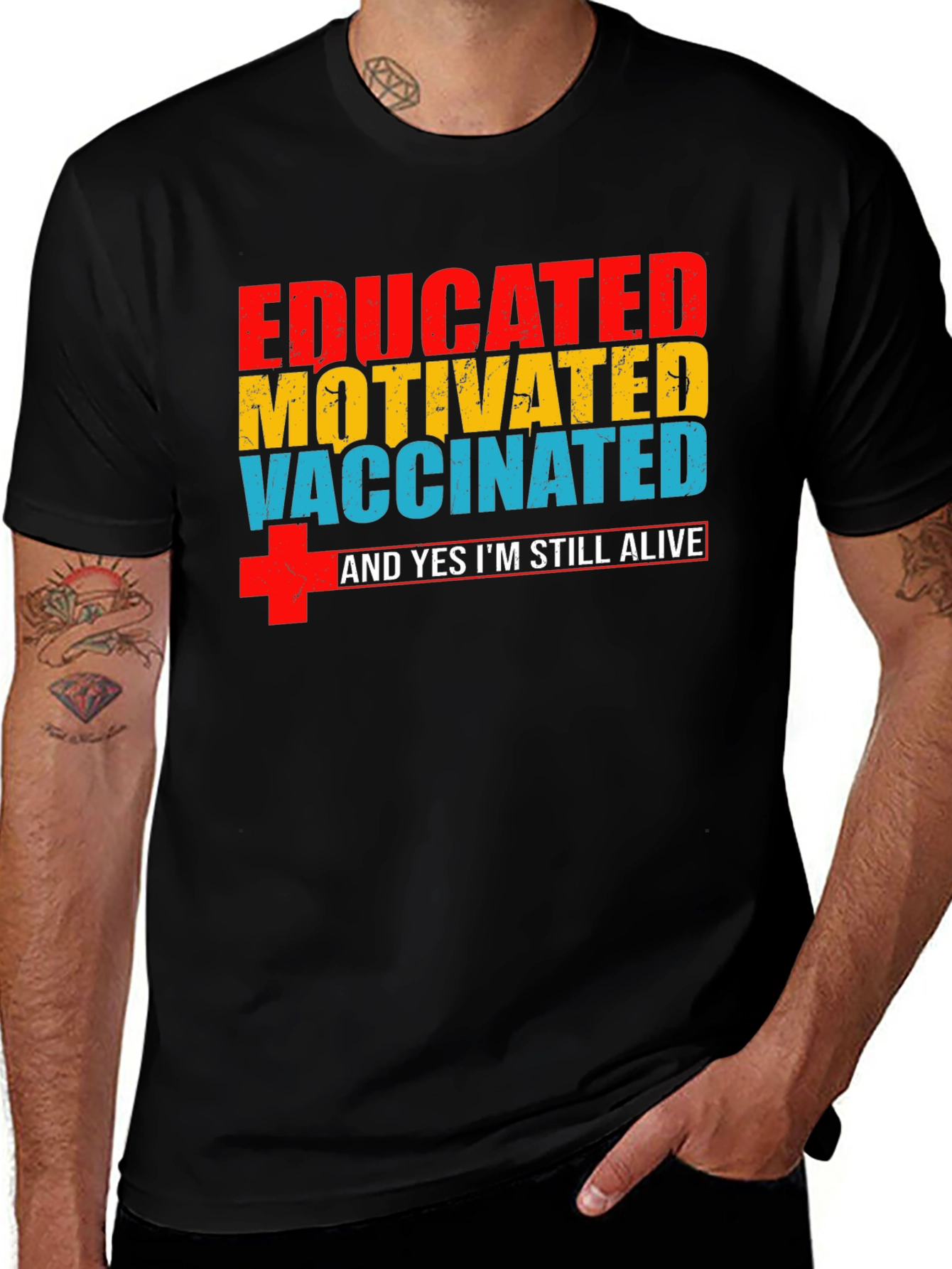 Variant 11 of Educated Motivated Vaccinated T-Shirt
