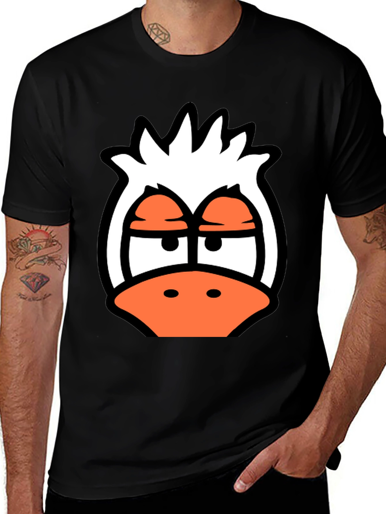 Variant 4 of Cartoon Duck Graphic Tee - Funky Black T-Shirt