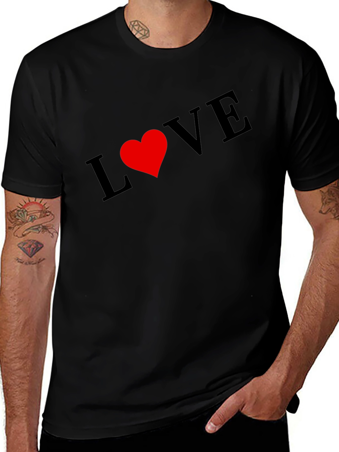 Variant 4 of Love Heart Graphic Black T-Shirt