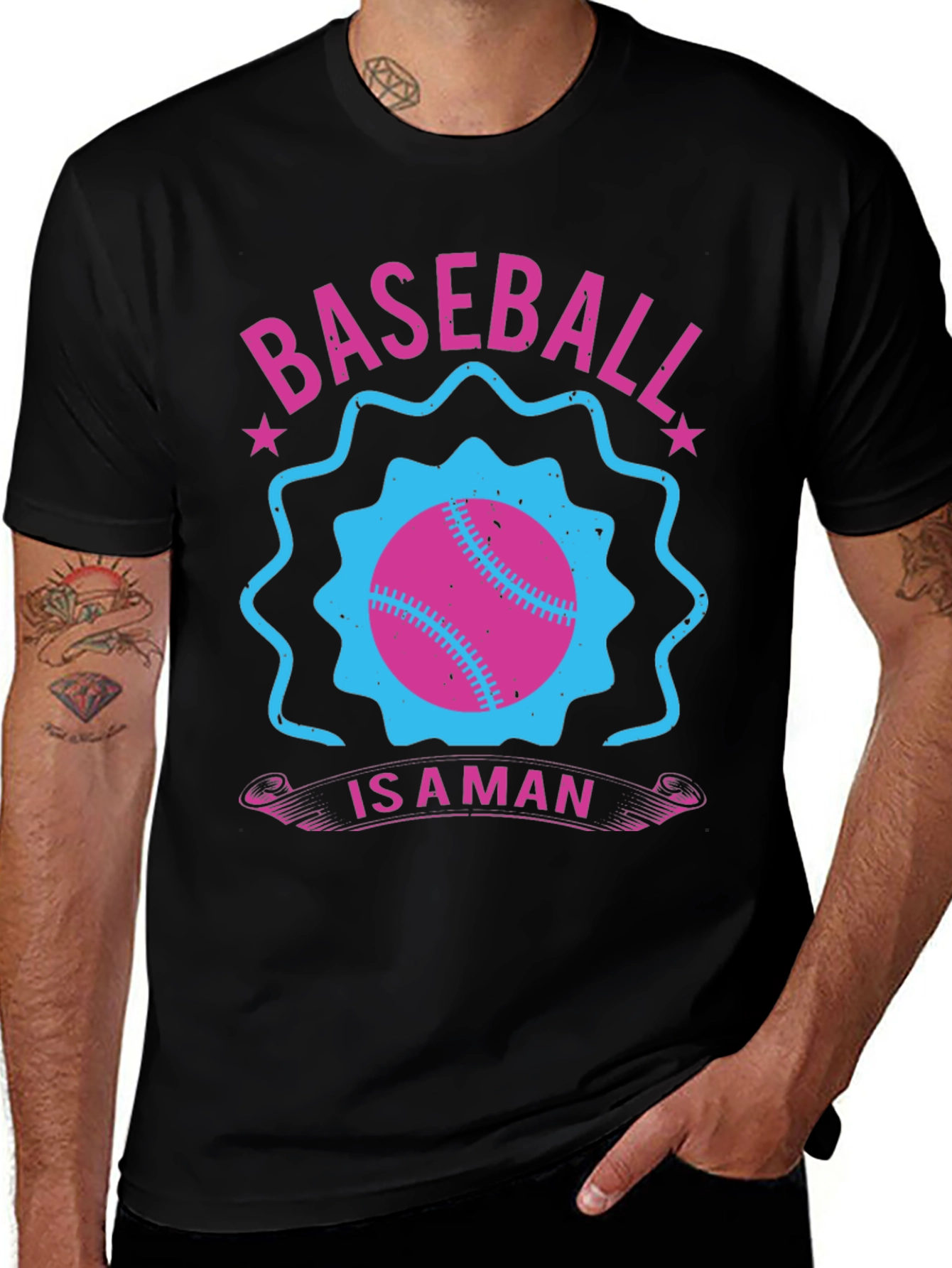 Variant 4 of Baseball Is A Man Black T-Shirt