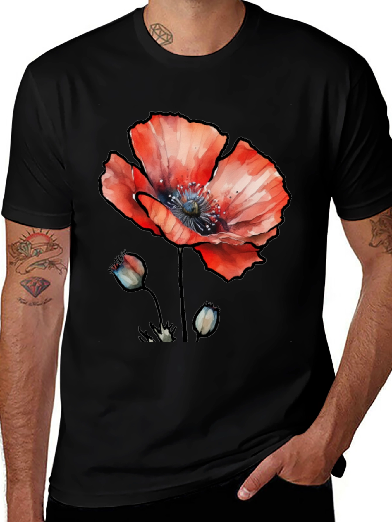 Variant 6 of Floral Poppy Graphic Print T-Shirt