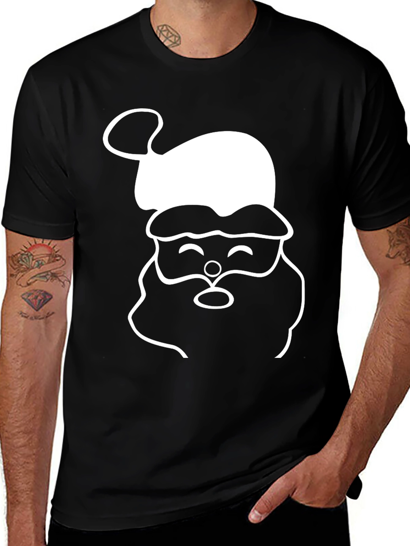 Festive Santa Graphic Tee - Holiday Cheer