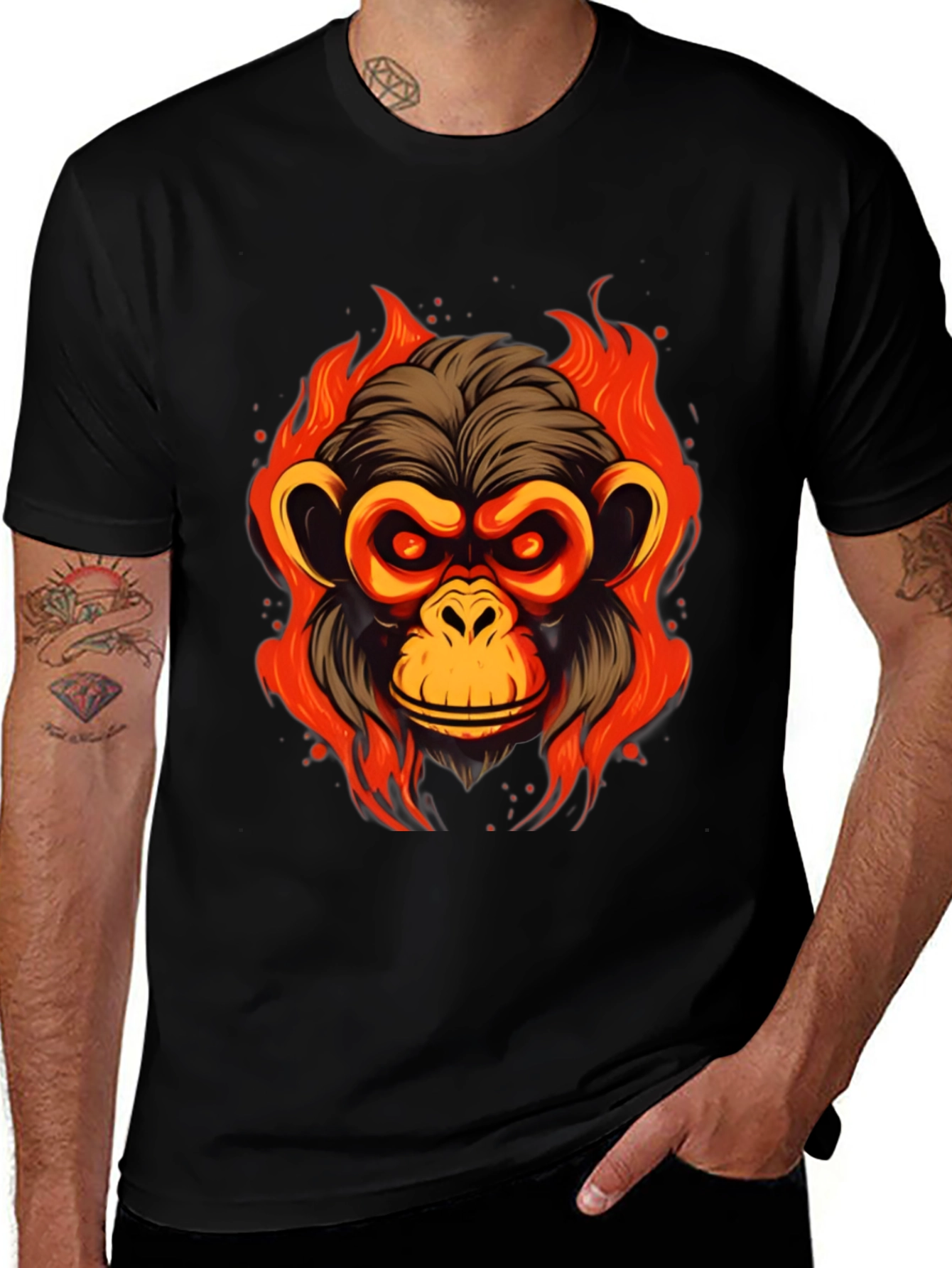 Variant 22 of Fiery Monkey Graphic T-Shirt - Bold Design