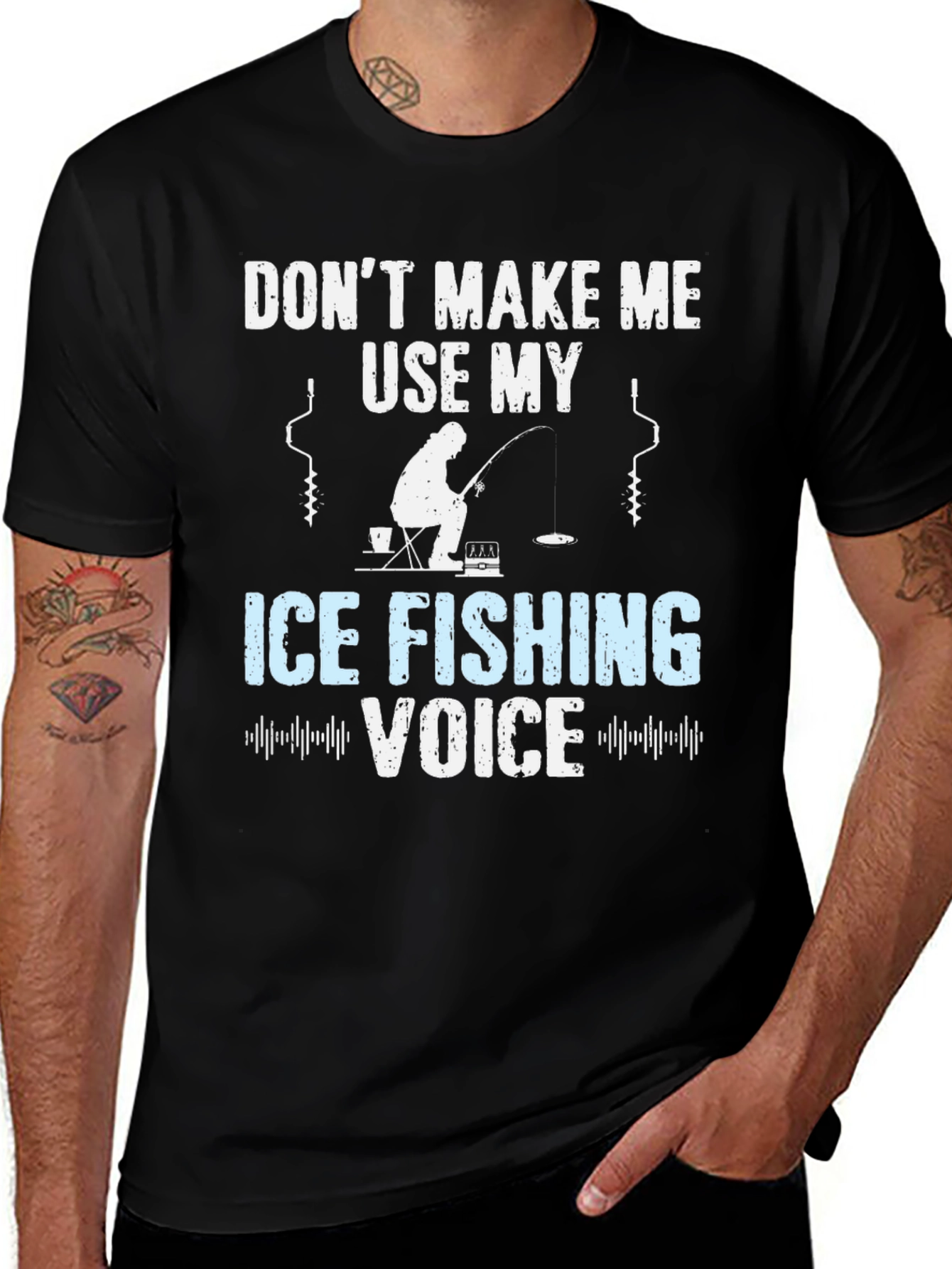 Variant 23 of Ice Fishing Voice T-Shirt Funny Fisherman Tee
