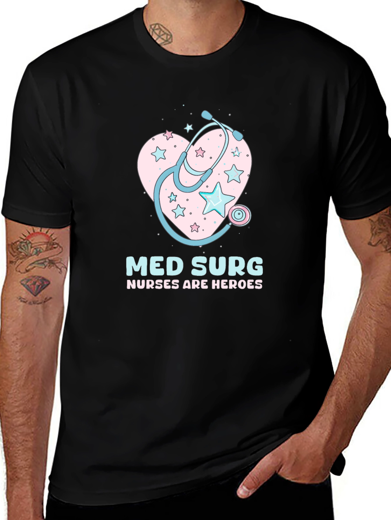 Variant 30 of Med Surg Nurse Heroes Black T-Shirt