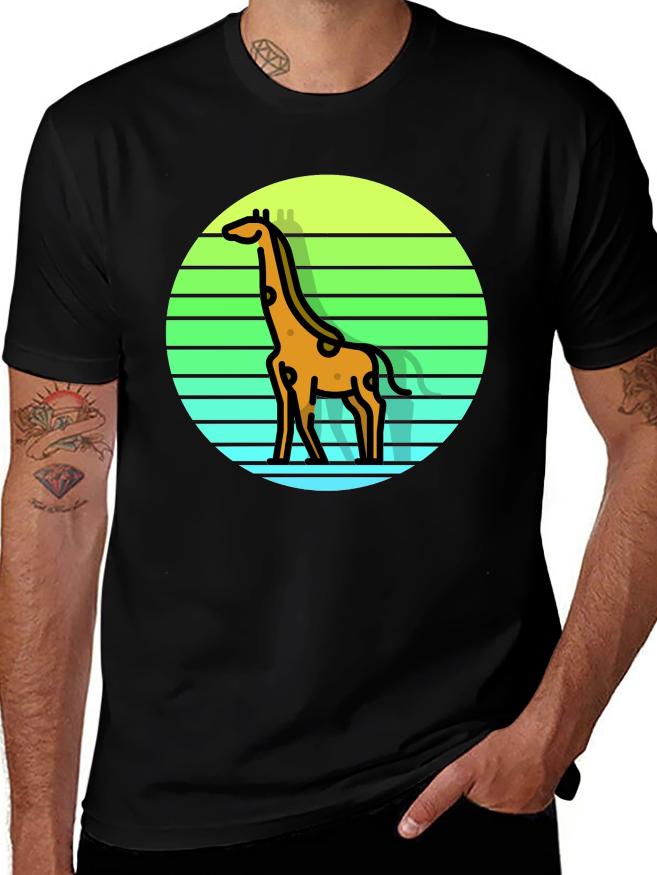 Variant 8 of Giraffe Sunset T-Shirt - Fun Animal Tee