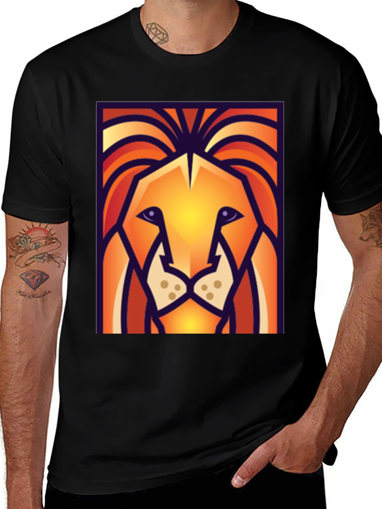 Variant 17 of Lion Graphic Print Black T-Shirt