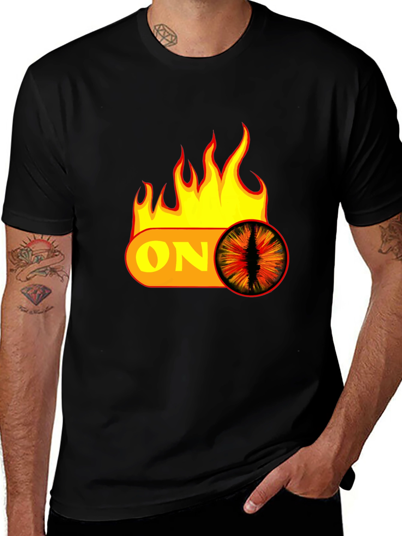 Variant 9 of Fiery Eye ON Graphic Black T-Shirt
