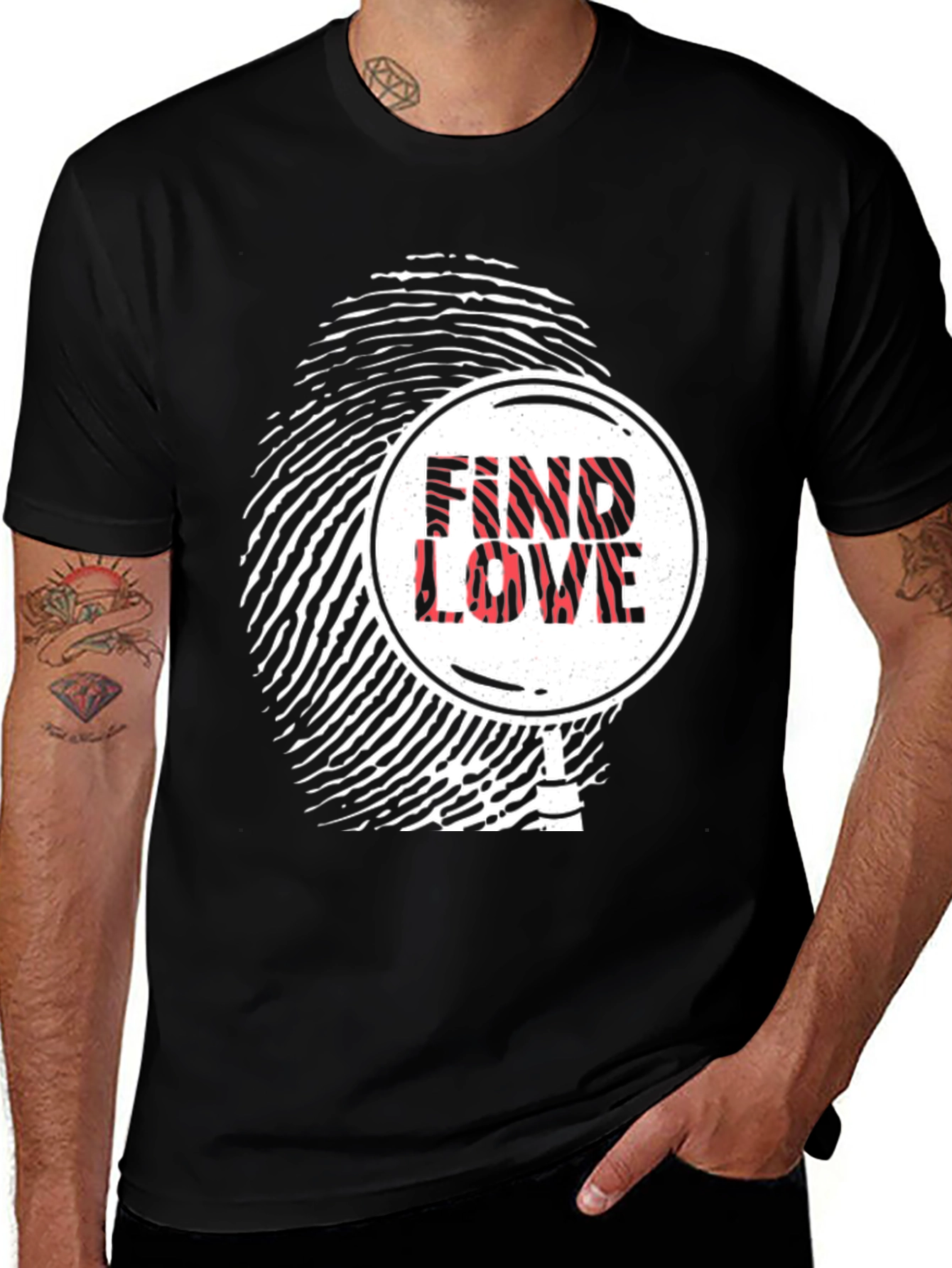Variant 12 of Find Love Graphic Print Black T-Shirt