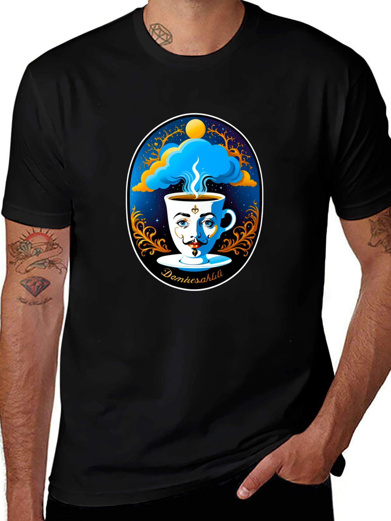 Variant 29 of Surreal Coffee Cup Graphic Tee - Unique Art Shirt
