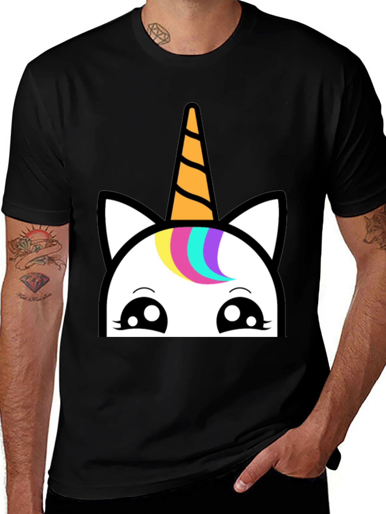 Variant 30 of Unicorn Graphic T-Shirt - Black Cotton Tee
