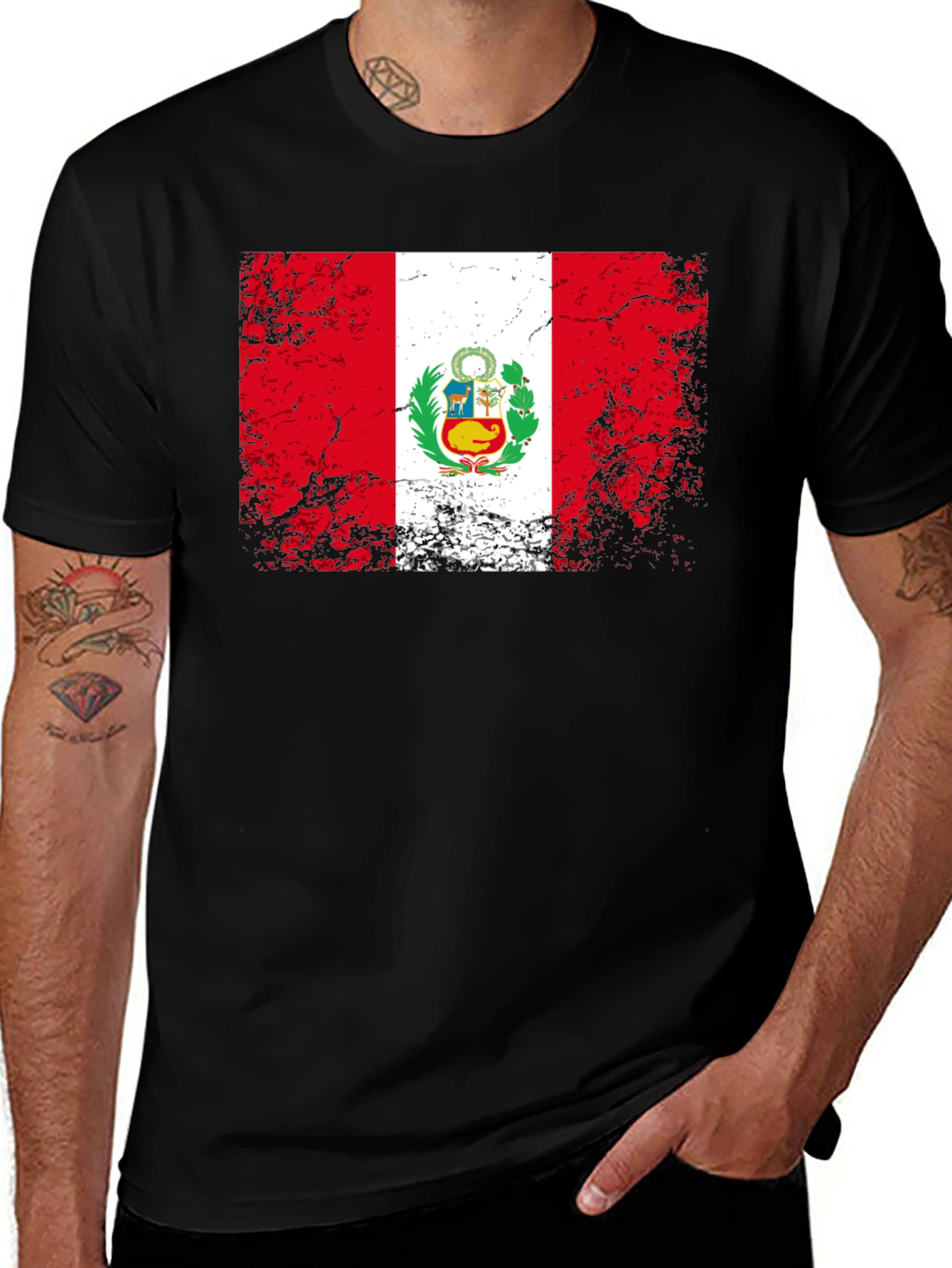 Variant 4 of Peru Flag T-Shirt - Distressed Graphic Tee