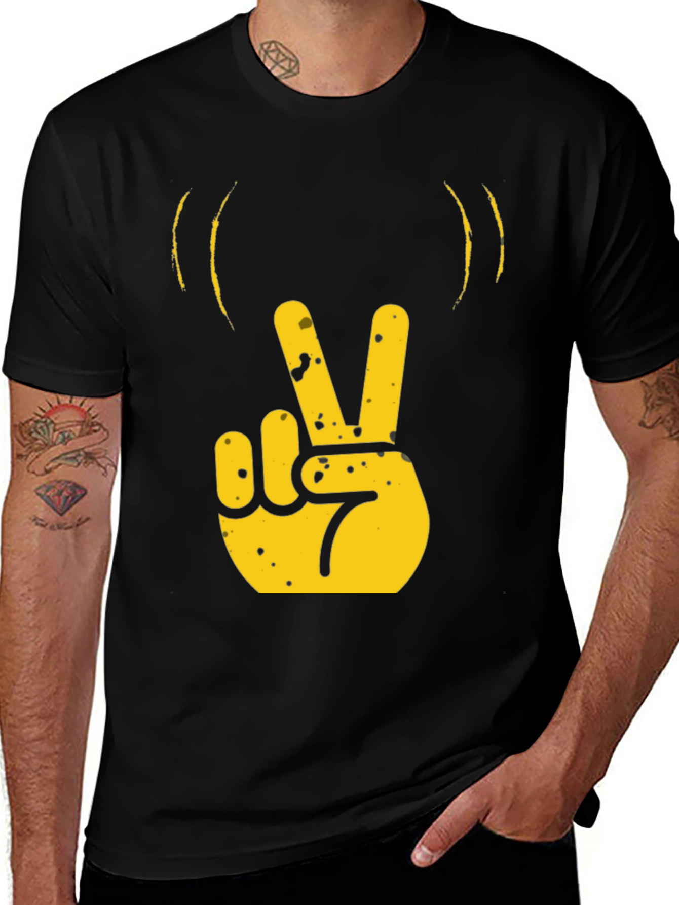 Variant 28 of Peace Sign Graphic T-Shirt - Black