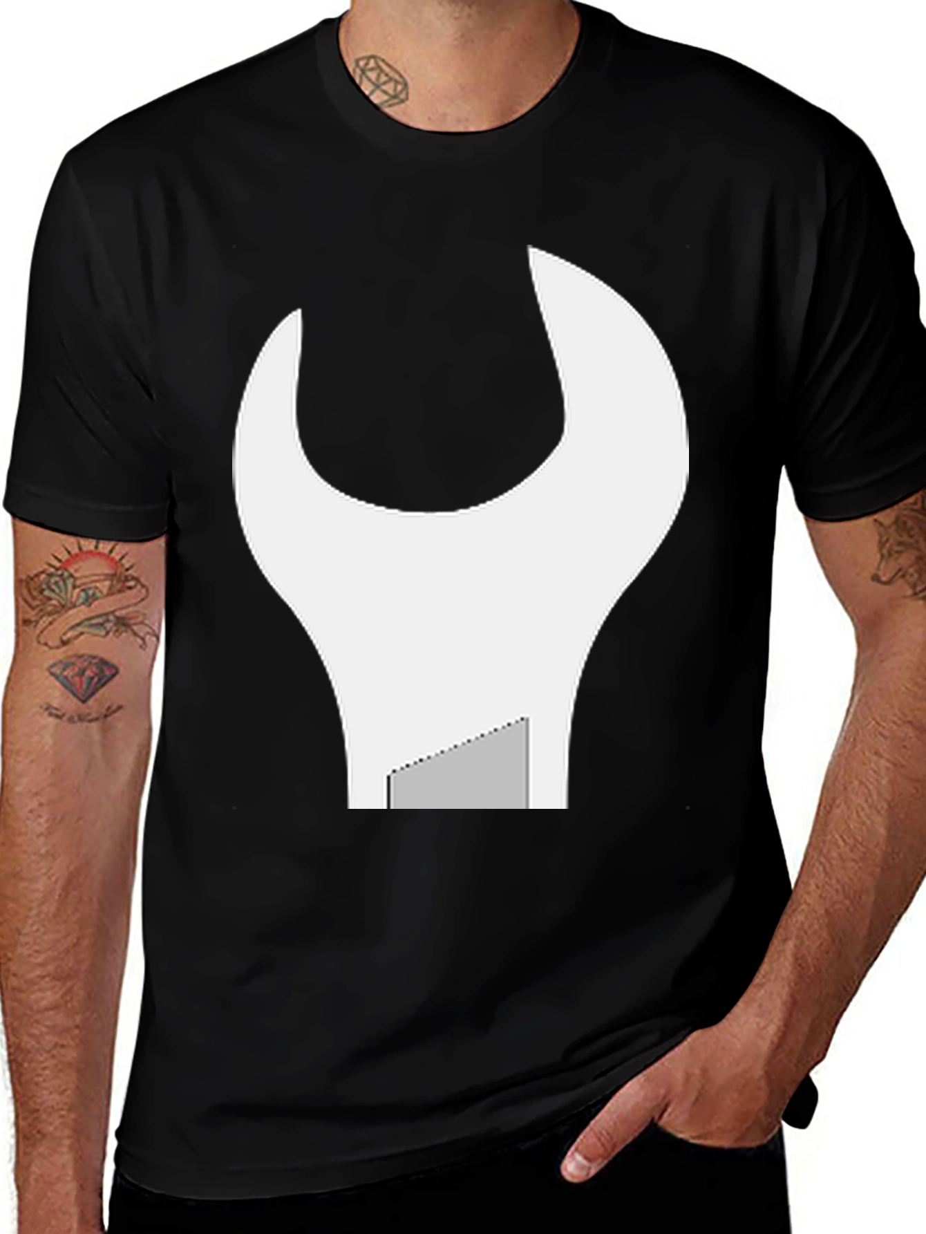 Variant 15 of Wrench Graphic Tee - Black Casual T-Shirt