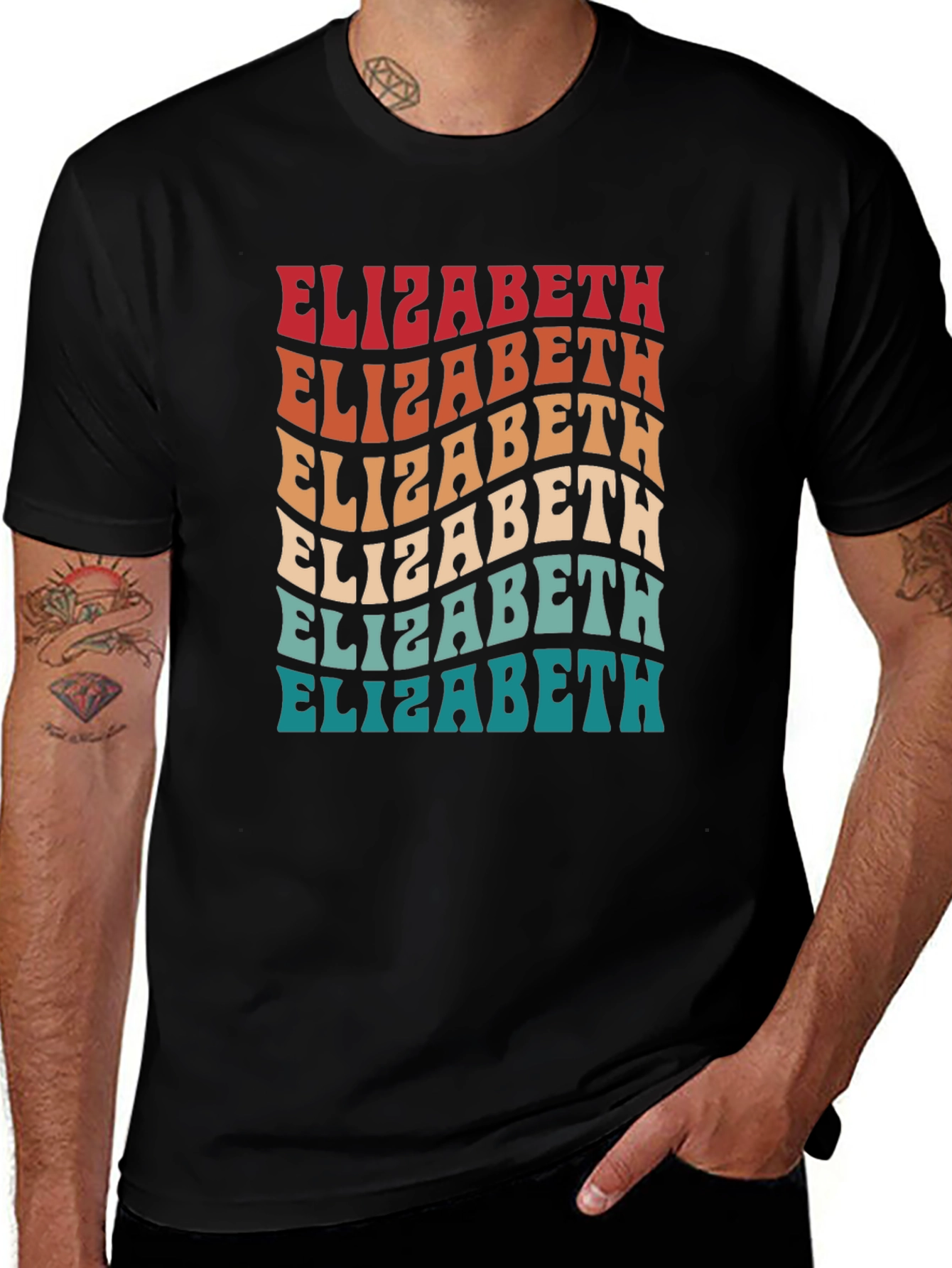 Retro Elizabeth Name T-Shirt - Trendy Personalized Style
